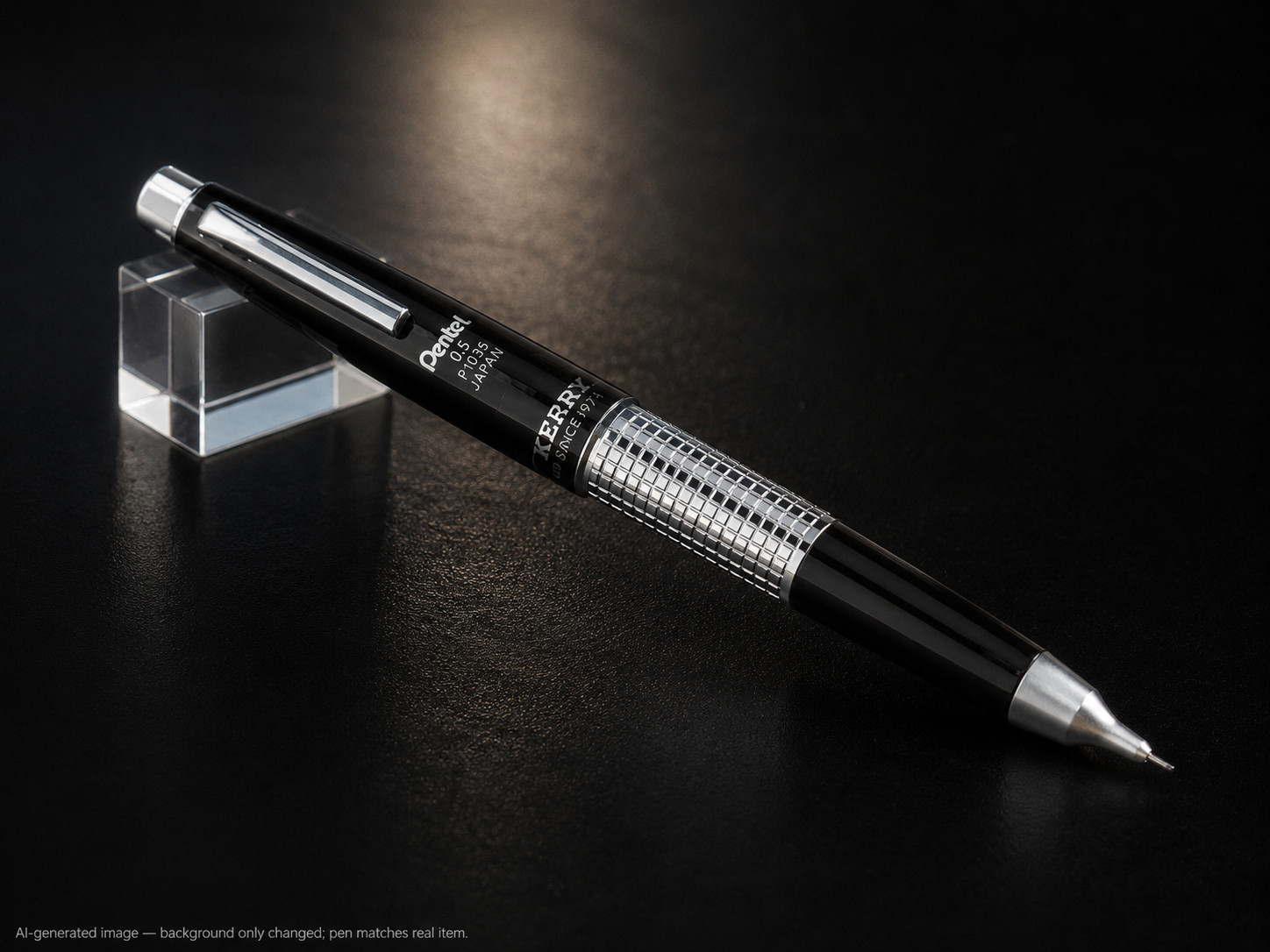 Pentel Sharp Kerry P1035 Japan Black Silver 0.5mm Mechanical Pencil Premium