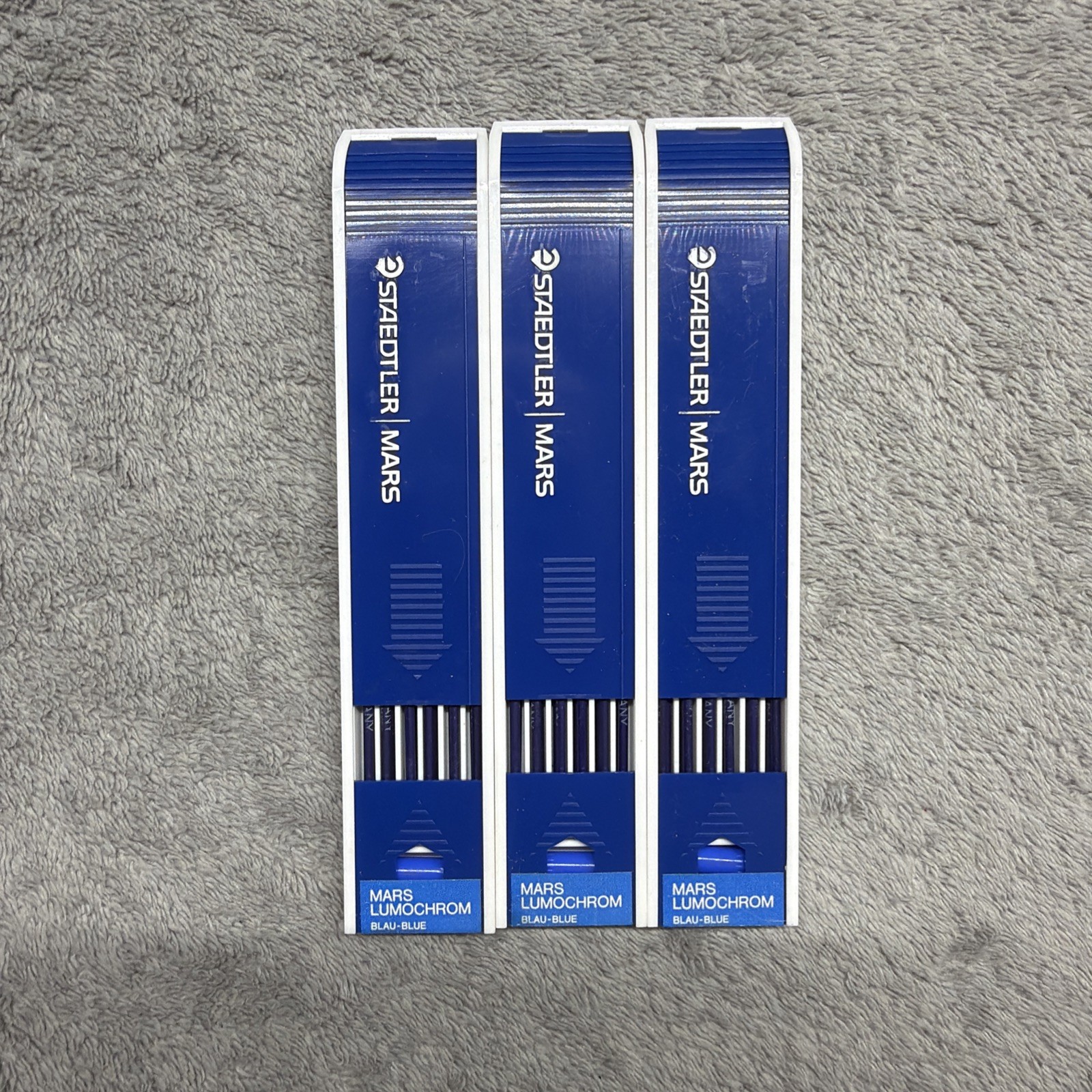 3 Boxes 12 leads VINTAGE Staedtler Mars Drawing Blue Lumochrom 204-3