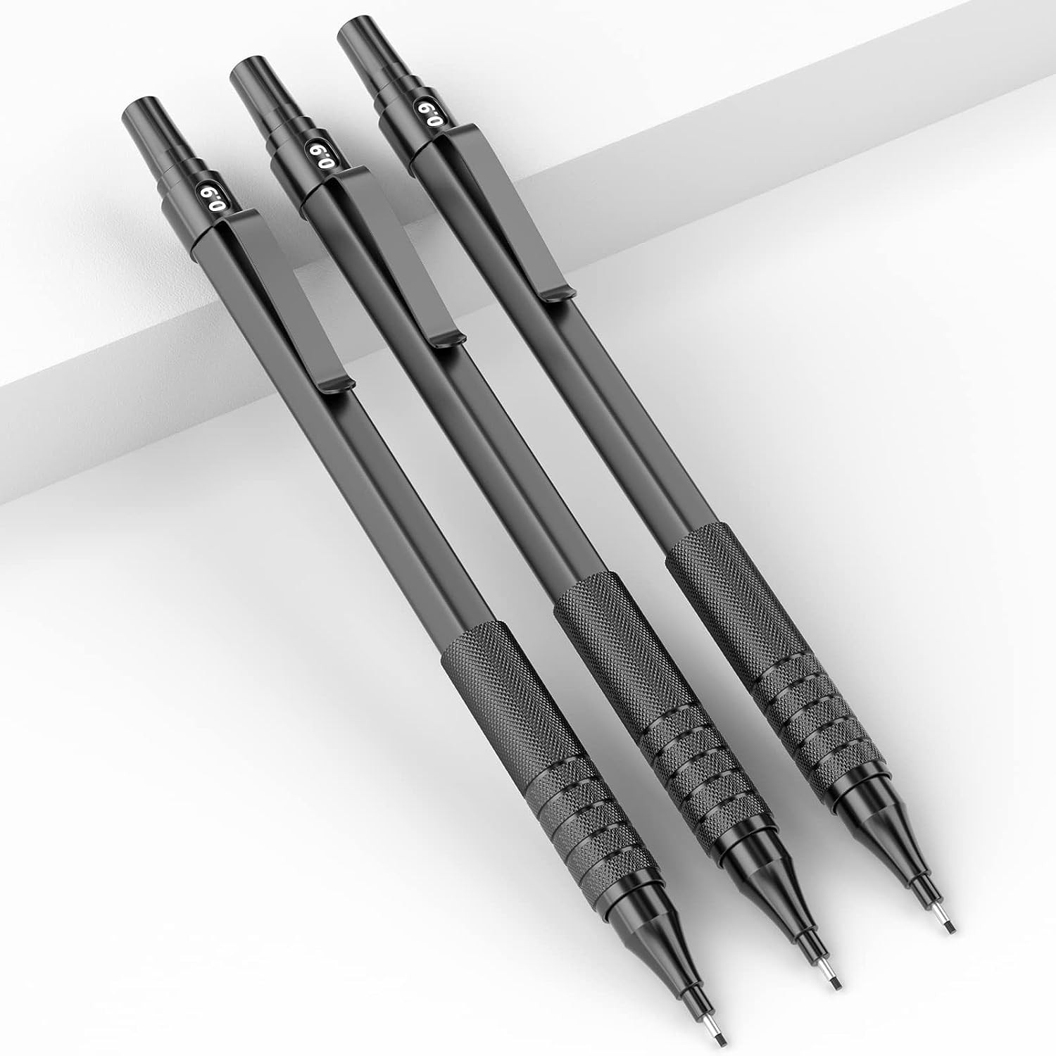 Nicpro Metal 0.9 mm Mechanical Pencils Set with Case 3PCS Black 0.9mm Drafting