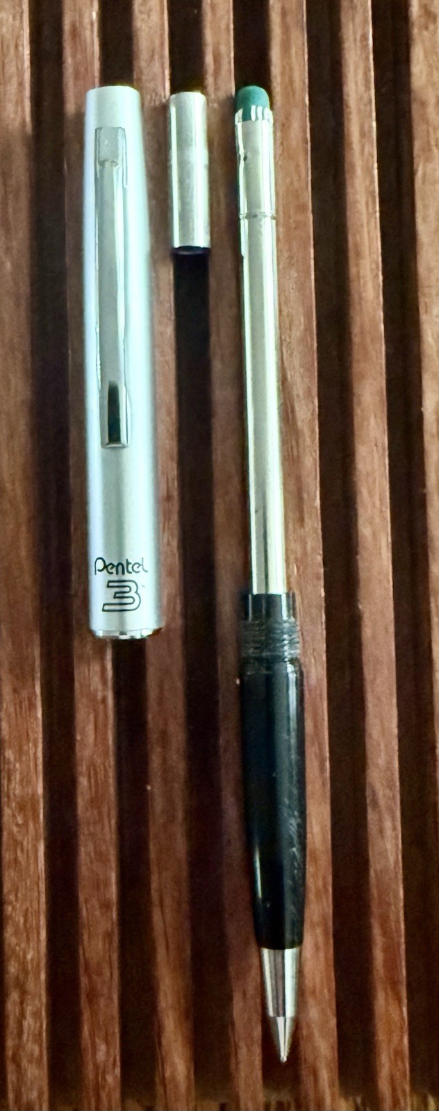 Vintage Pentel 3 Mechanical Pencil Black & Silver Made In Japan 0.3mm Lead NM