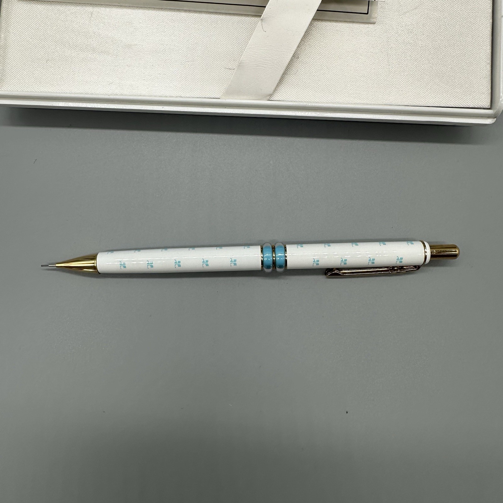 Courreges Mechanical Pensil 0.05mm Logo Blue White Gold