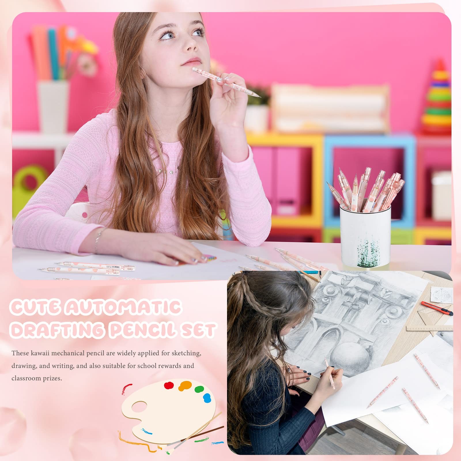 30 Pcs Kawaii Peach Mechanical Pencil Gift Set 12 Mechanical Japanese Pencils…
