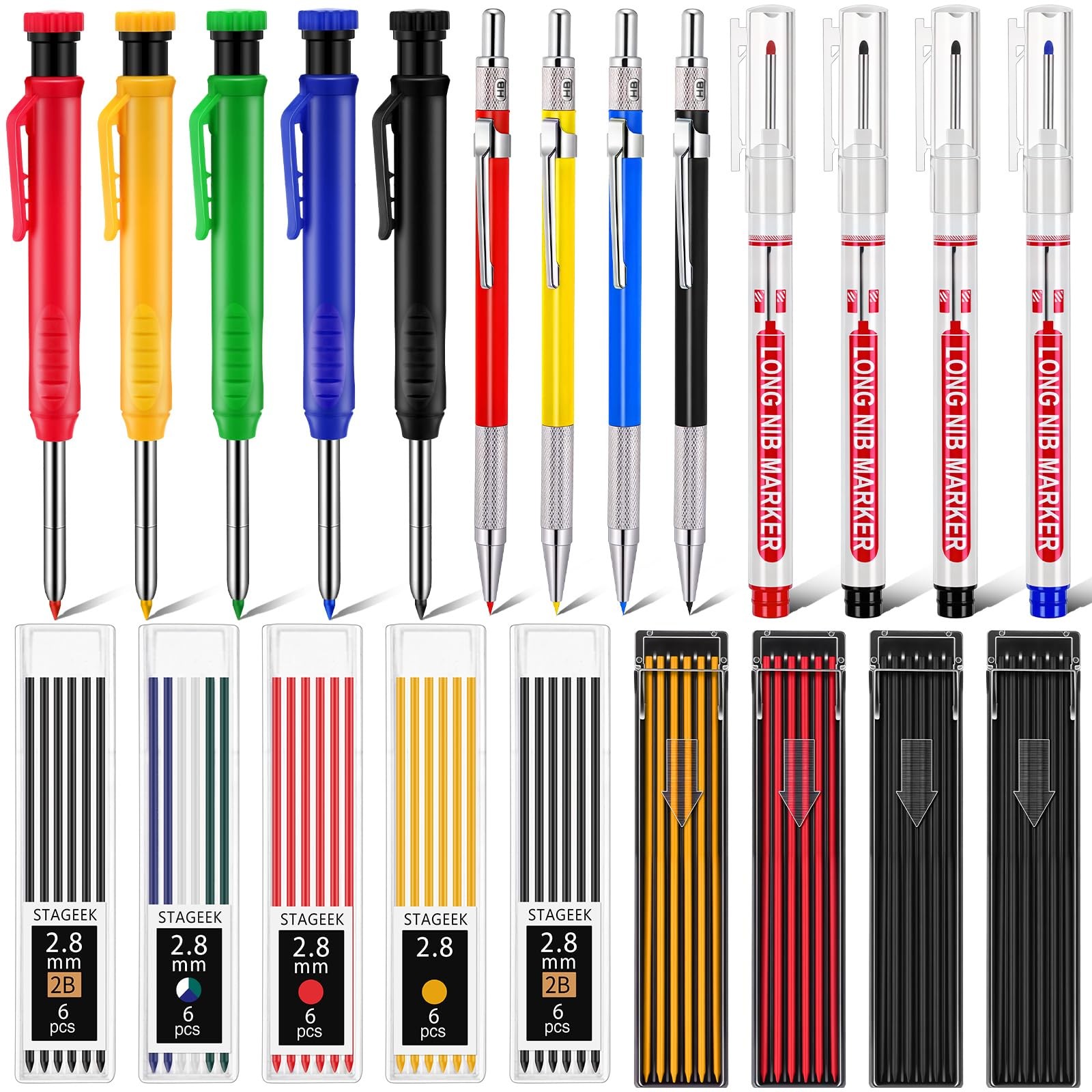 22 Pack Mechanical Carpenter Pencil Set with 78 Pencil Refills and Sharpener,…