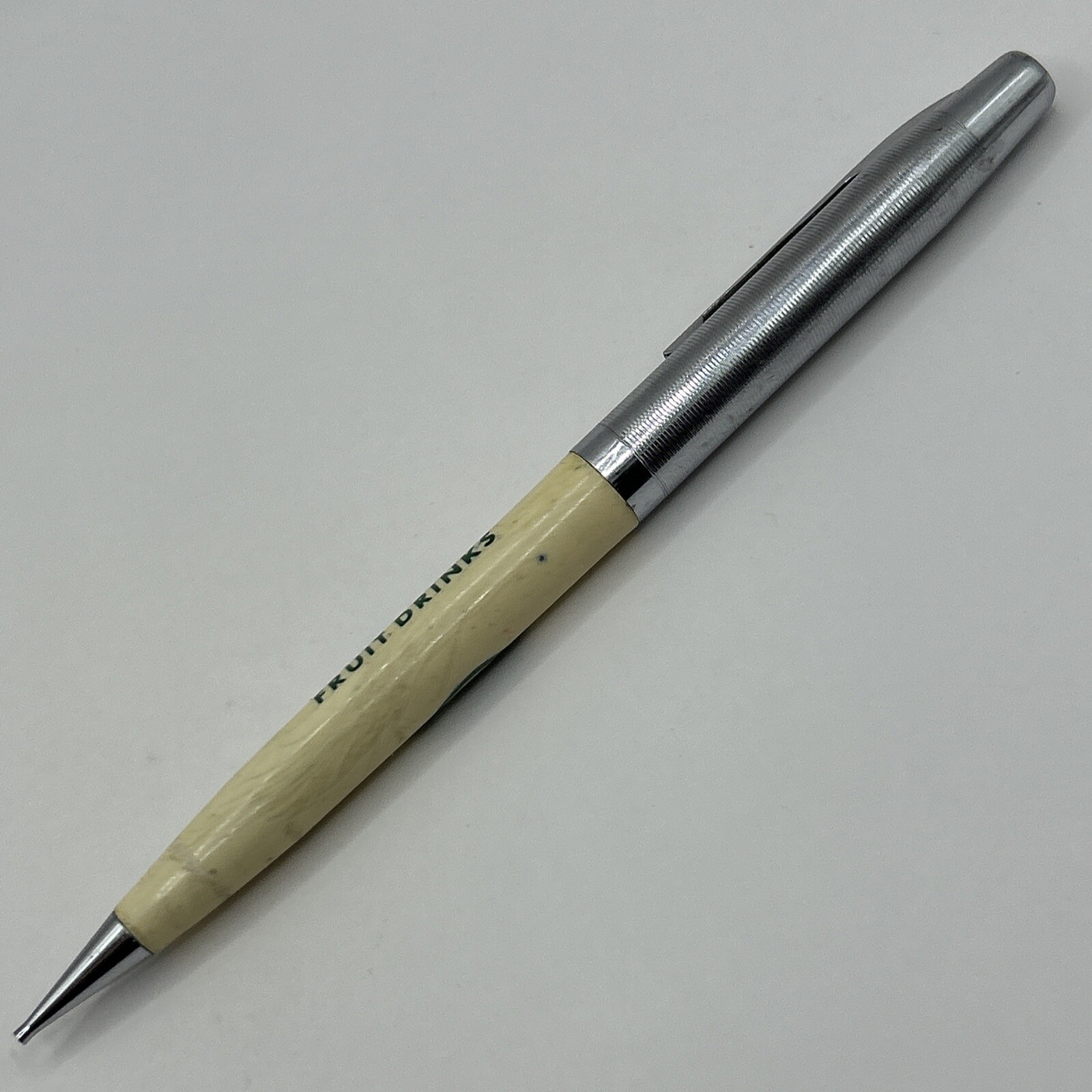 VTG Scripto Mechanical Pencil GREEN SPOT FRUIT DRINKS *For Repair*