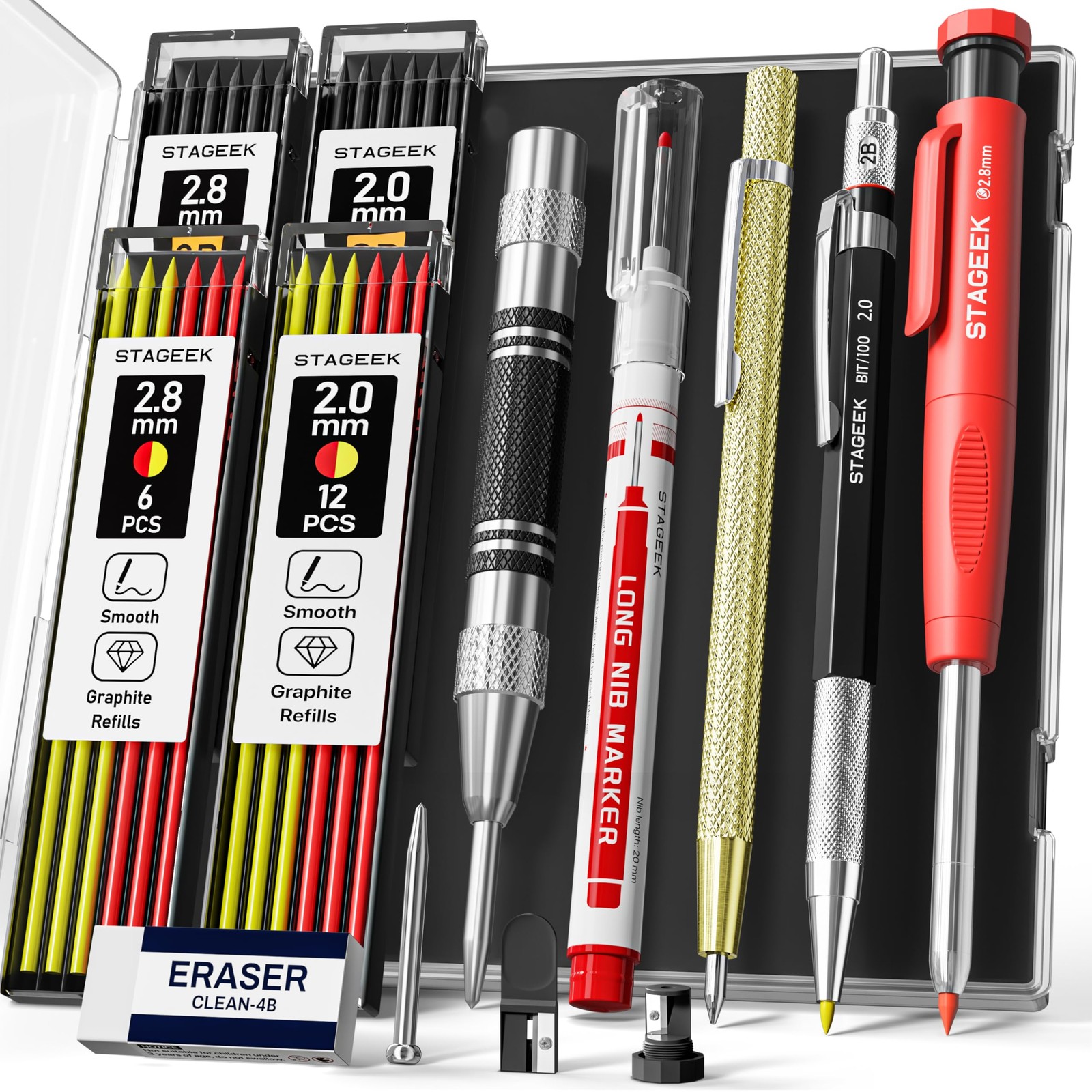 14 Pack Carpenter Pencil Set with Sharpener