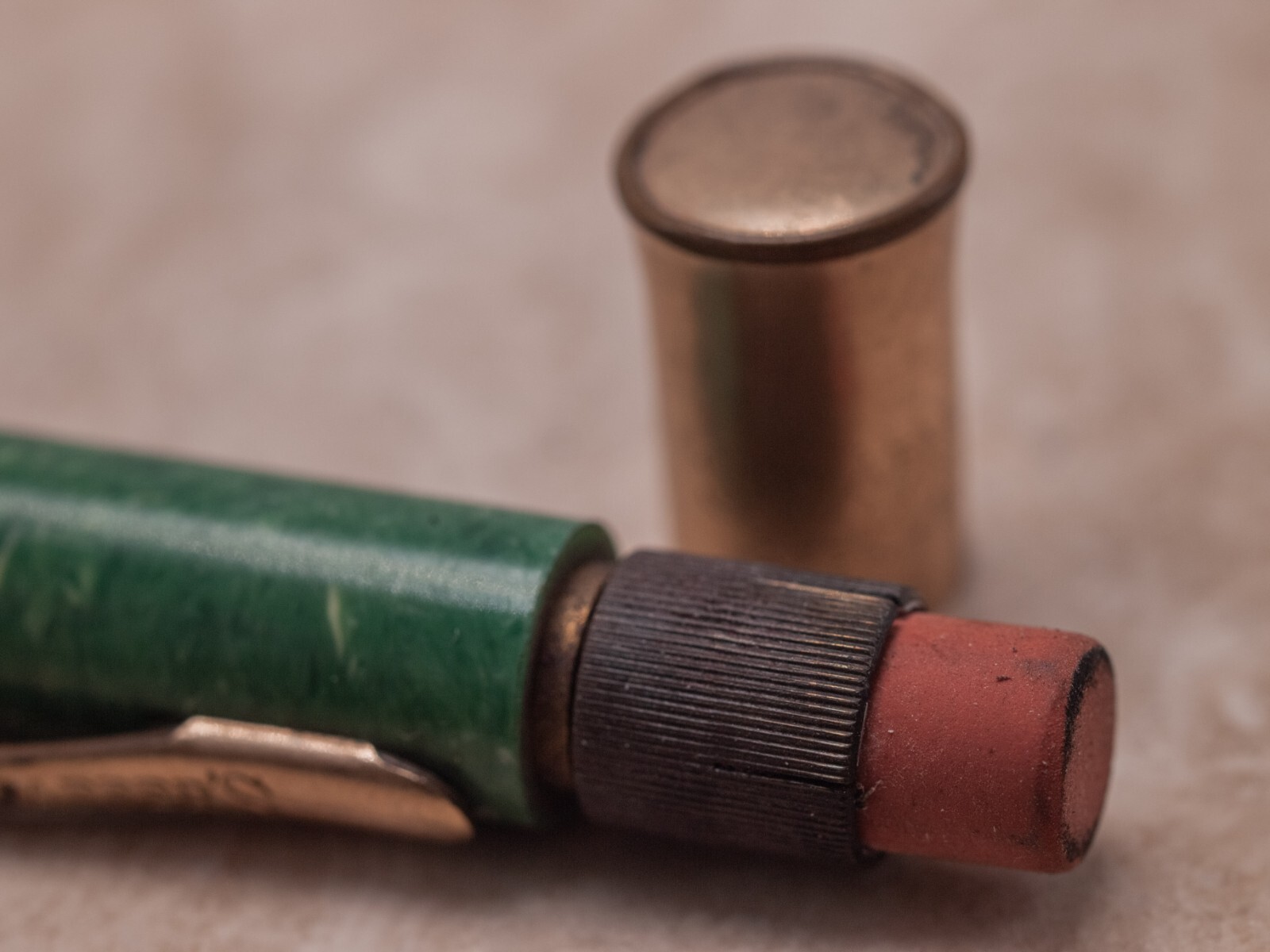 1930s Sheaffer’s Lifetime Oversize Green Mechanical Pencil GF Trim 5.25″ x 0.4″