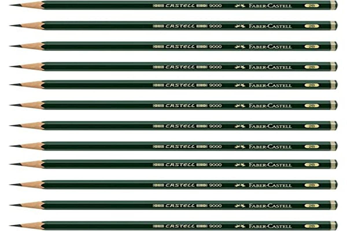 Faber-Castell Pencils, Castell 9000 Graphite art 12 Count (Pack of 1), Black