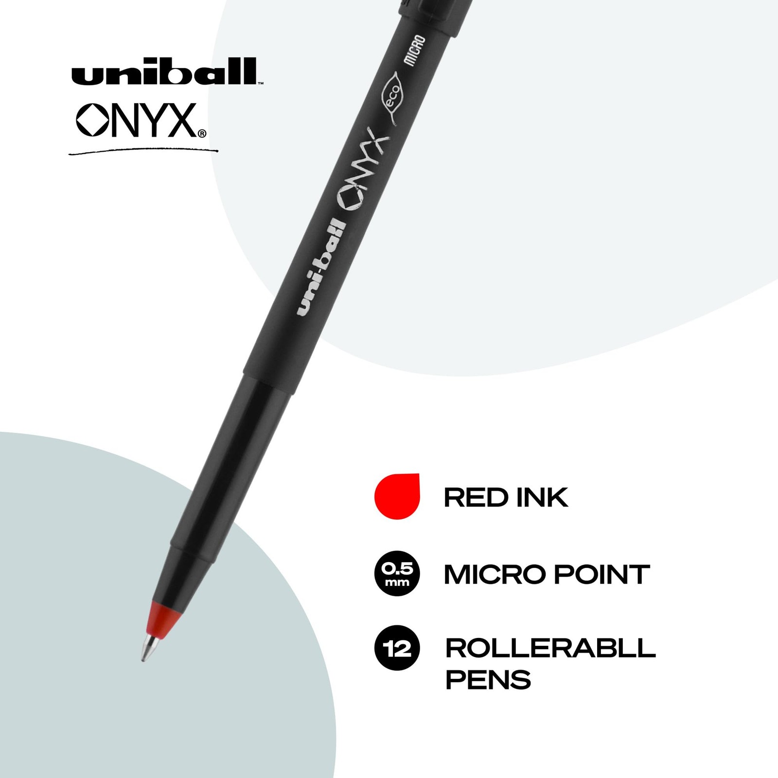 uni-ball ONYX Rollerball Pen, Micro Point (0.5mm), Red, 12 C Office Product