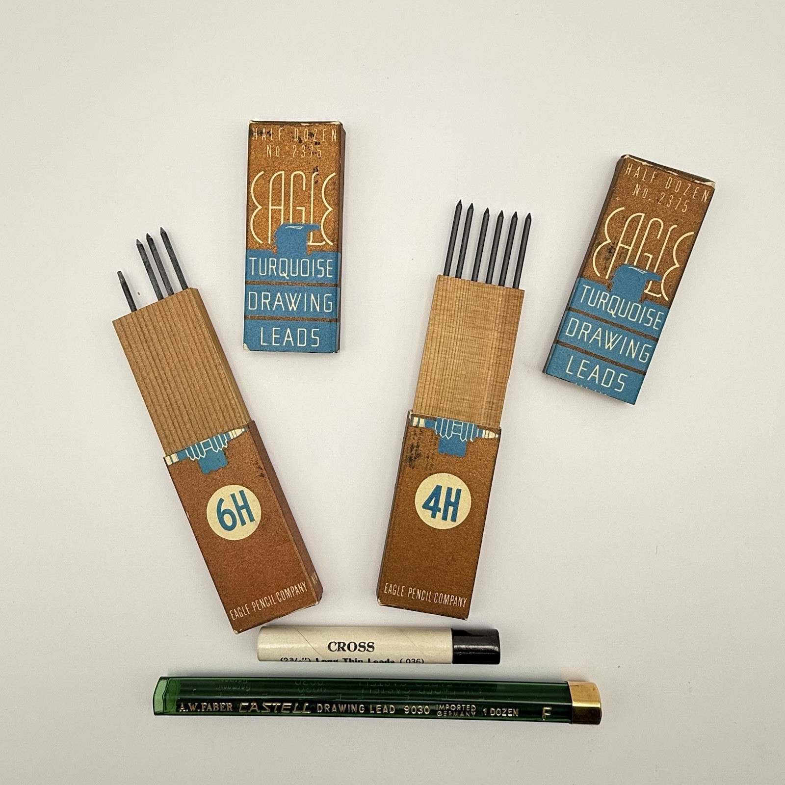 Vintage Antique Drawing Leads Eagle Turquoise Cross AW Faber Castell