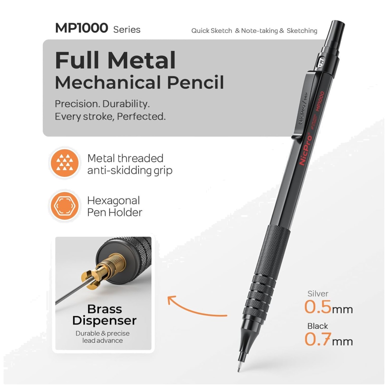Metal Mechanical Pencil Kit 0.5mm & 0.7mm