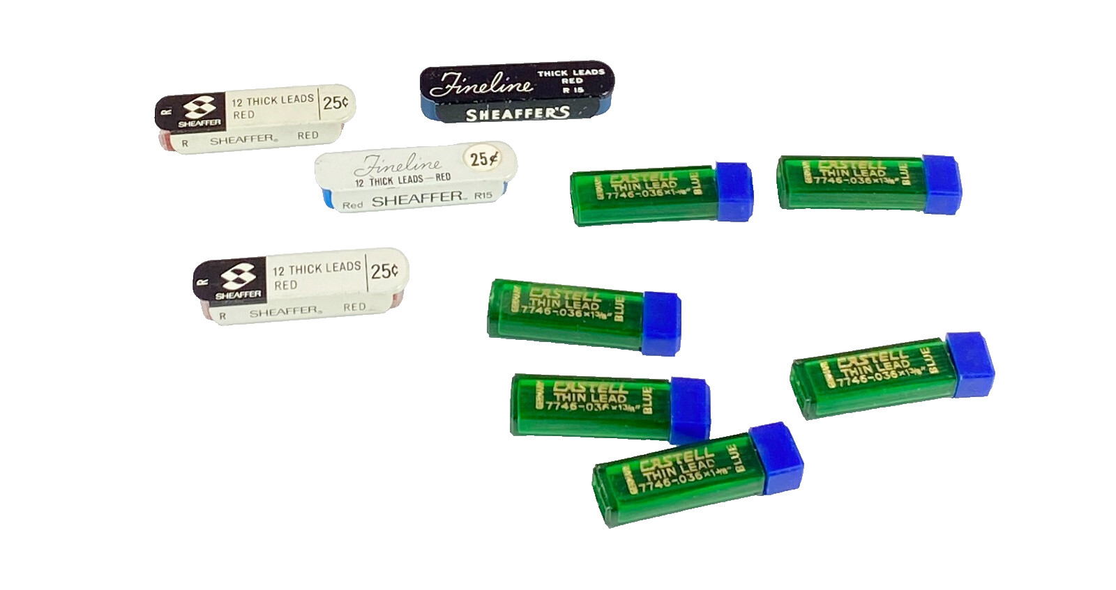 Sheaffer Fineline Thin Red R R15 Castell Thin Lead Blue lot of 10 Pencil