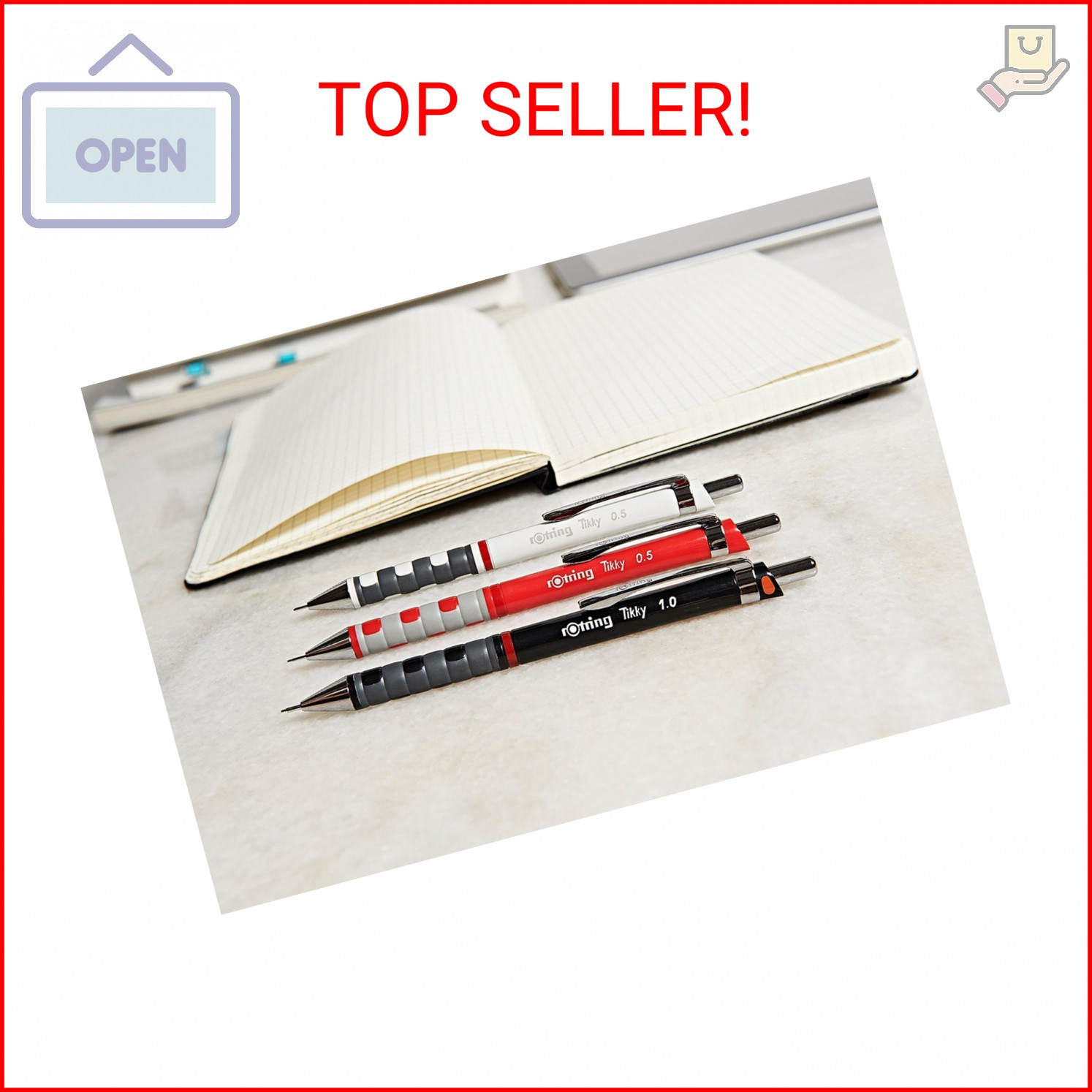 rOtring Tikky Mechanical Pencil, 0.35 mm Grip, 12-pack, (S0770490)