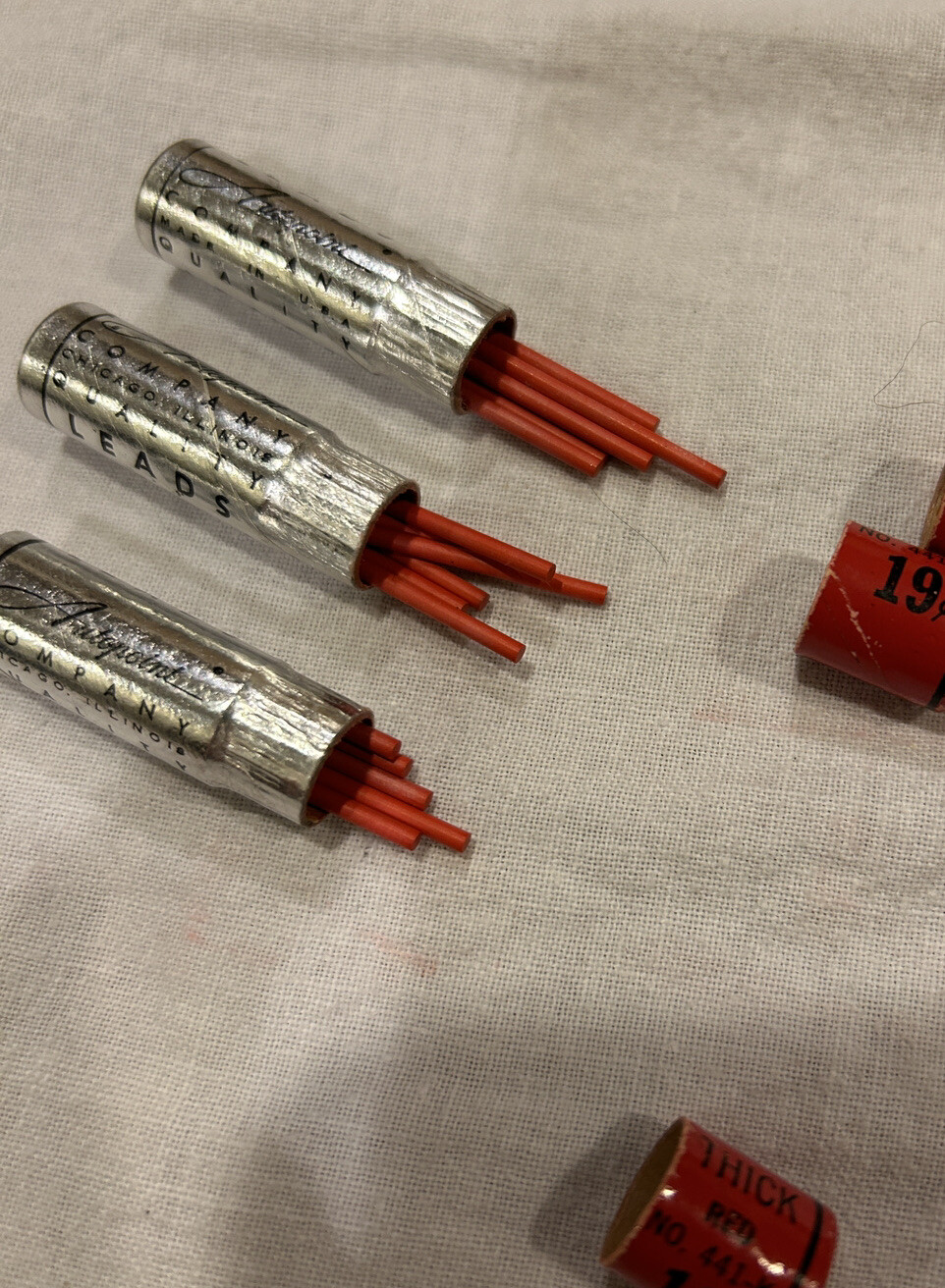 VINTAGE AUTOPOINT PENCIL LEAD NO. 441-K RED LOT OF 3 Thick (see Disc)
