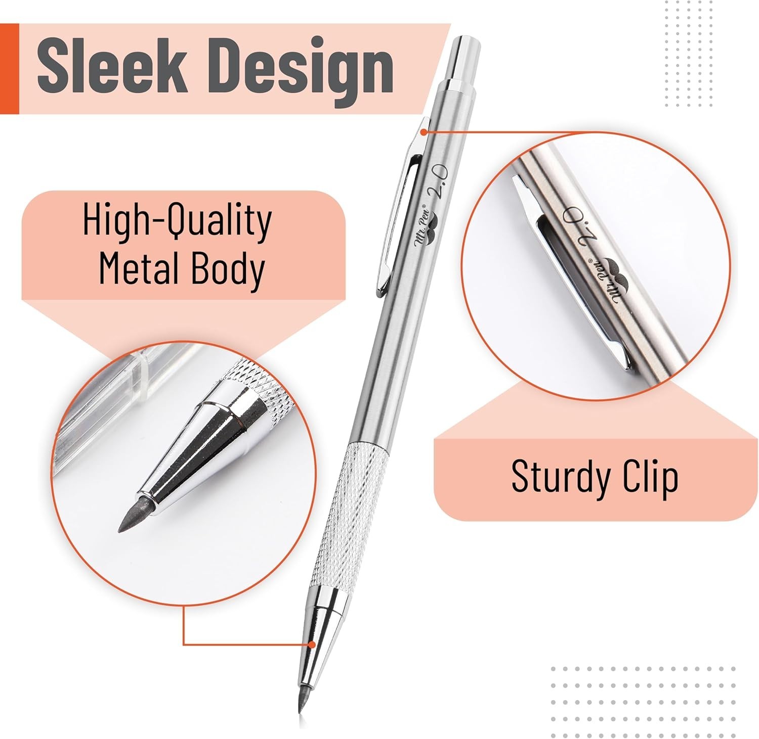 All Metal 2.0mm Mechanical Drafting & Drawing Pencil Set