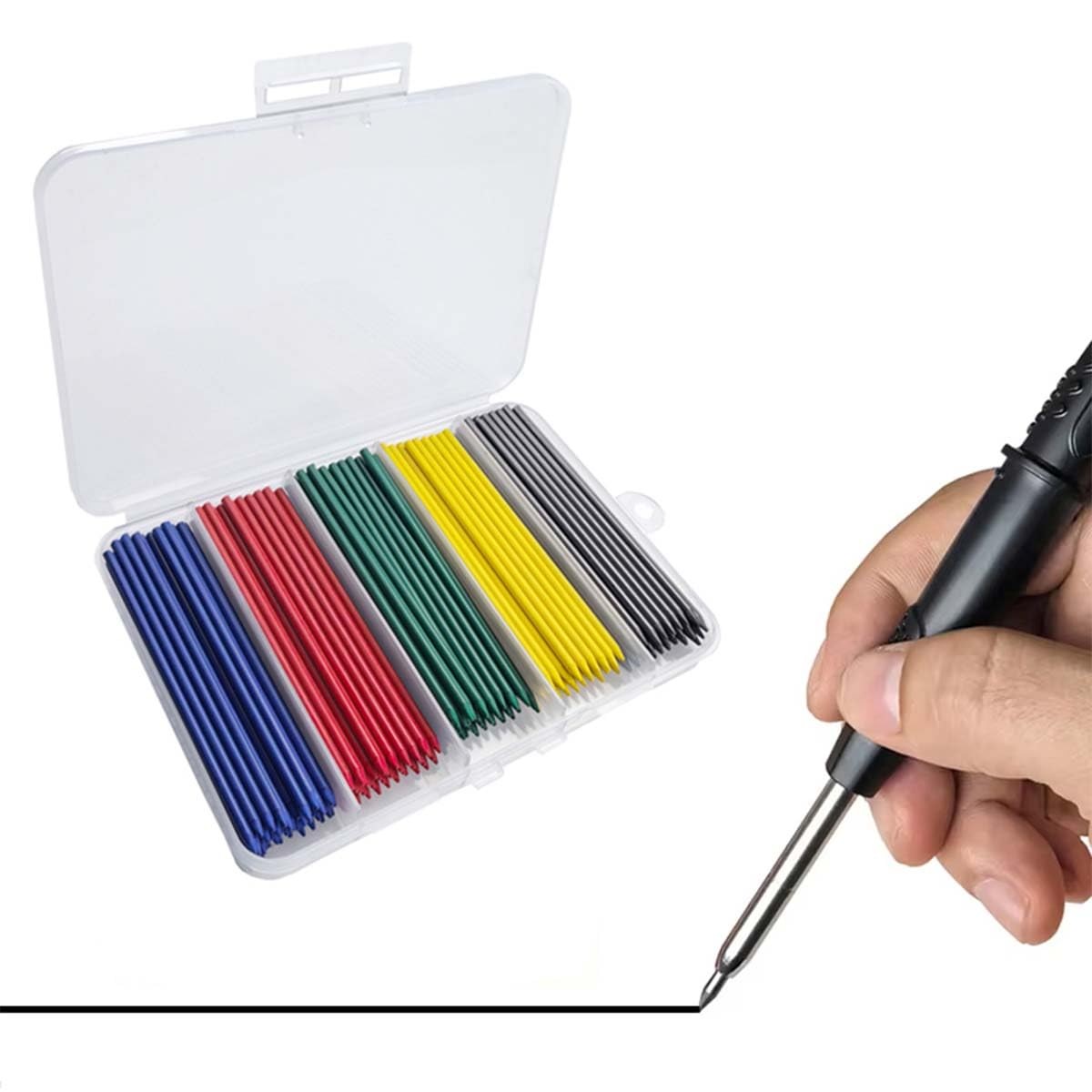 200 PCS Of Blue, Red, Green, Yellow, Black Woodworking Lead, Carpenter Pencil…