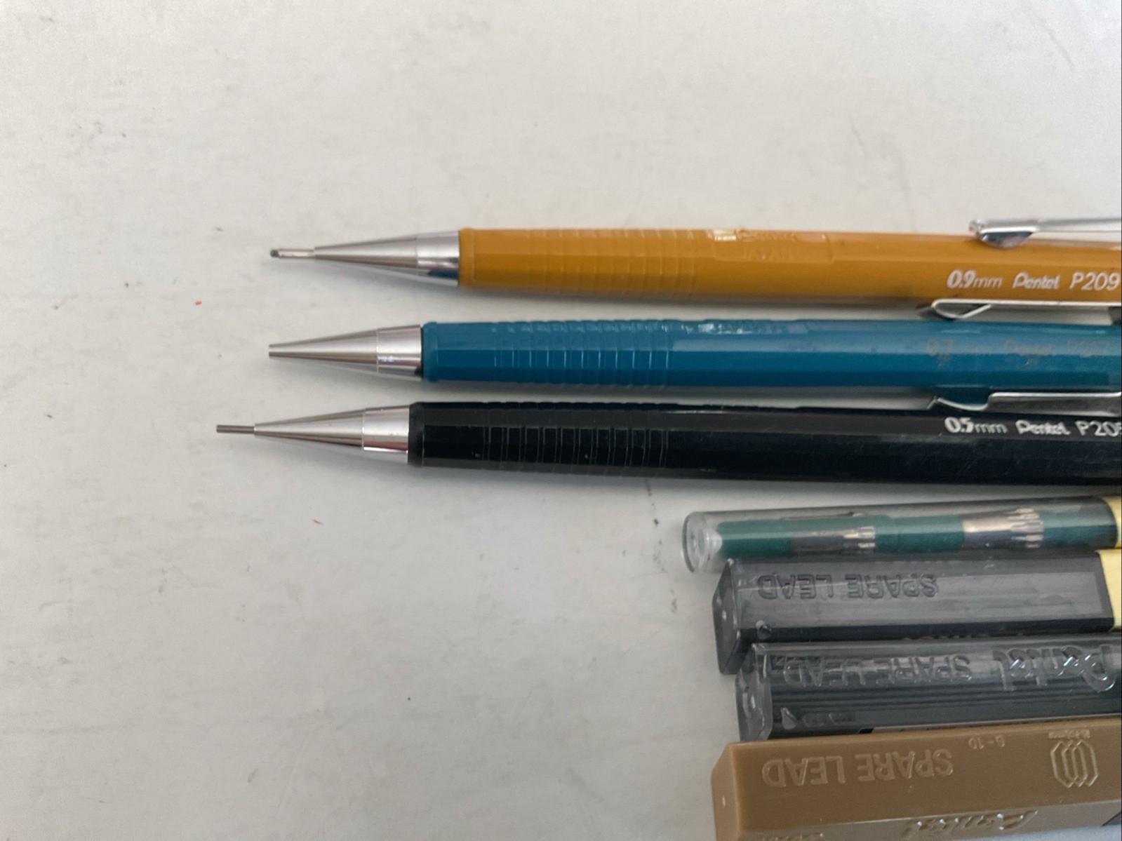 Pentel Sharp Mechanical Drafting Pencils Set 0.5 0.7 0.9mm Lead Erasers Lot R160