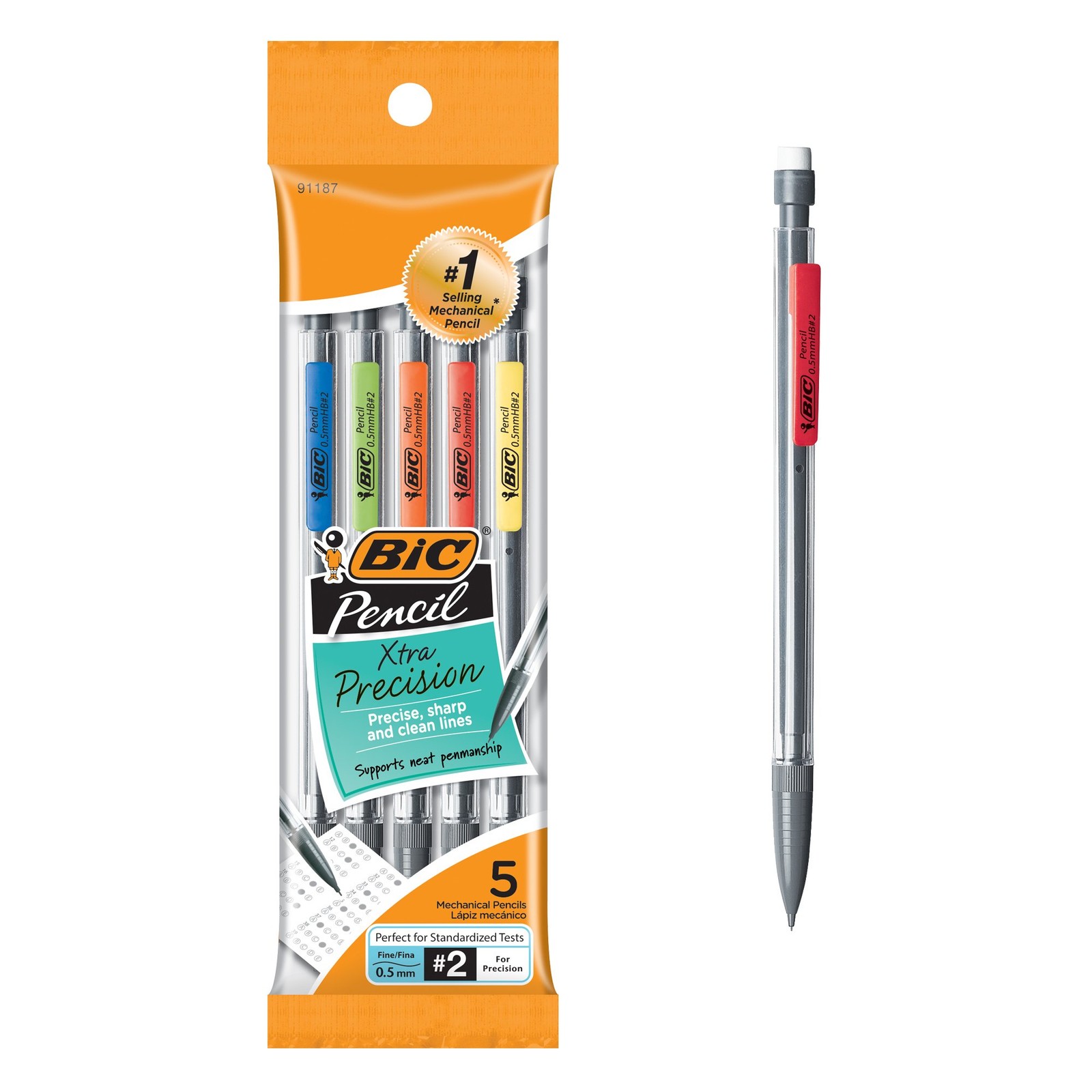 BIC Xtra-Precision Mechanical Pencils with 5 Count (Pack of 1), Black
