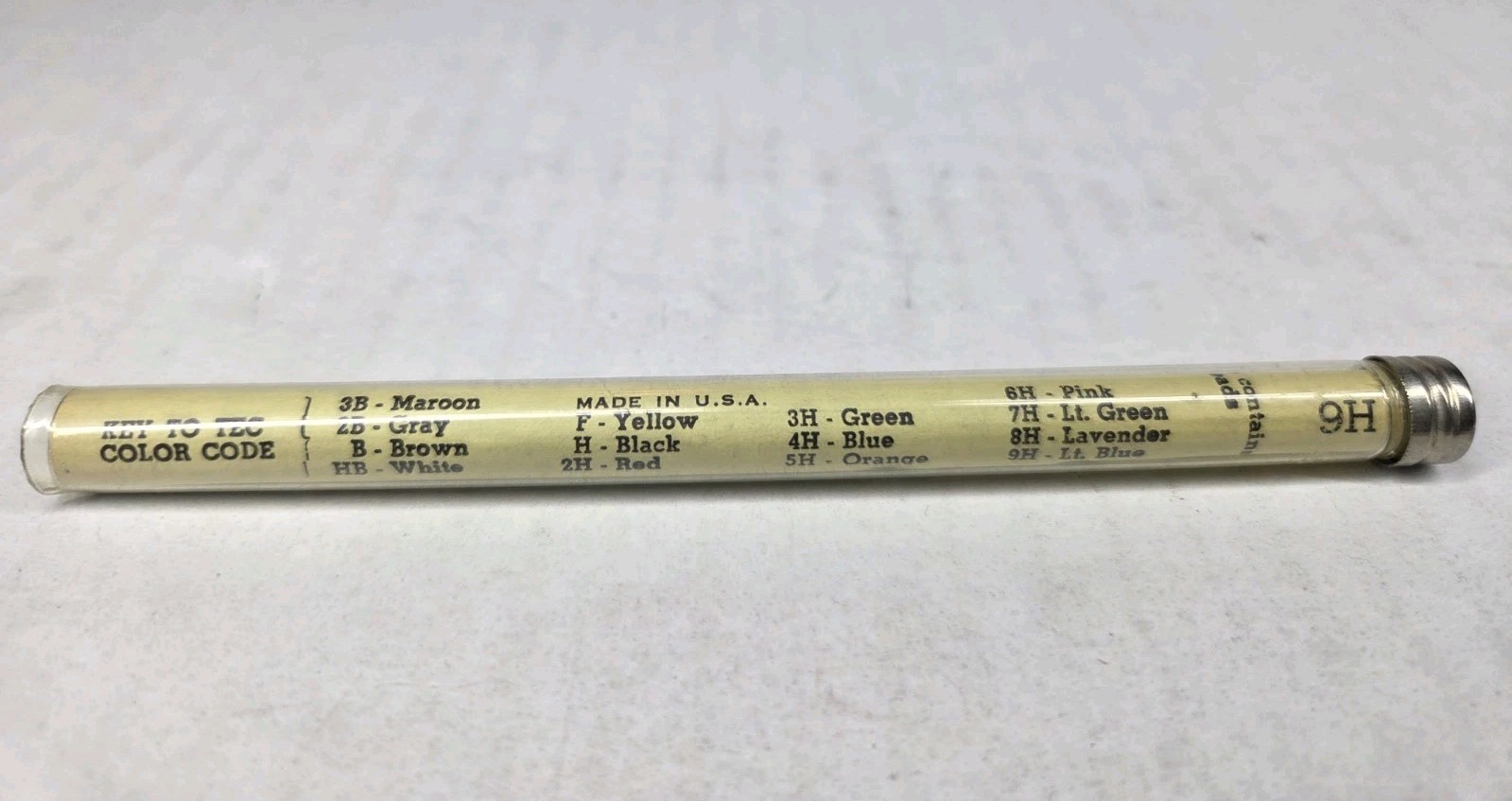 VEMCO TEC 2mm Drafting Lead Black 9H Metal Cap 12pk Tube USA Vintage