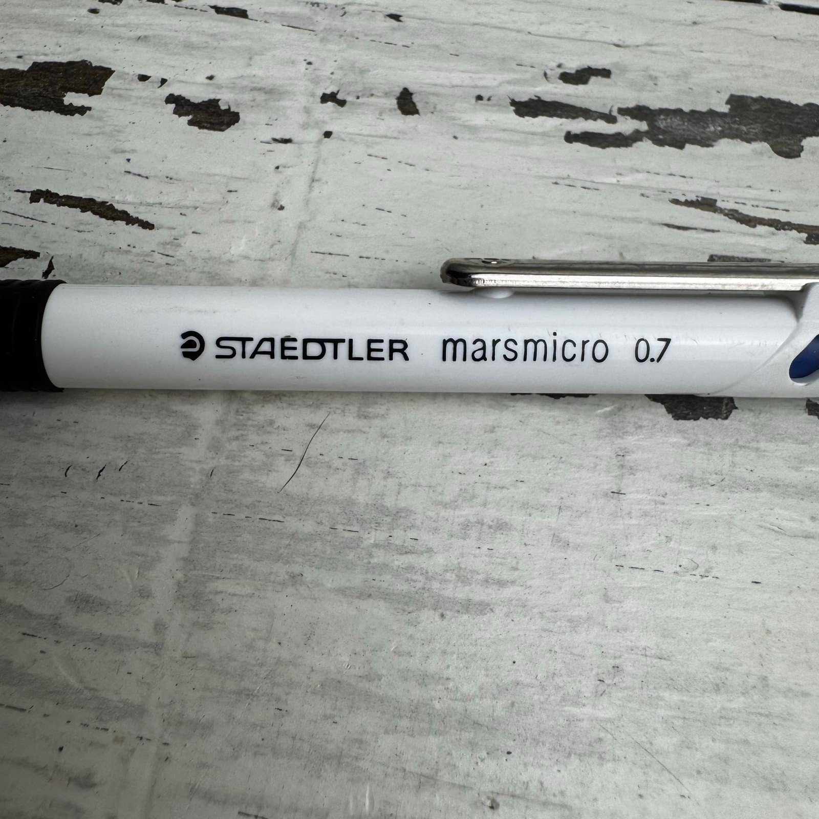 Vintage Staedtler Marsmicro Drafting Mechanical Pencil 0.7mm Germany White Blue