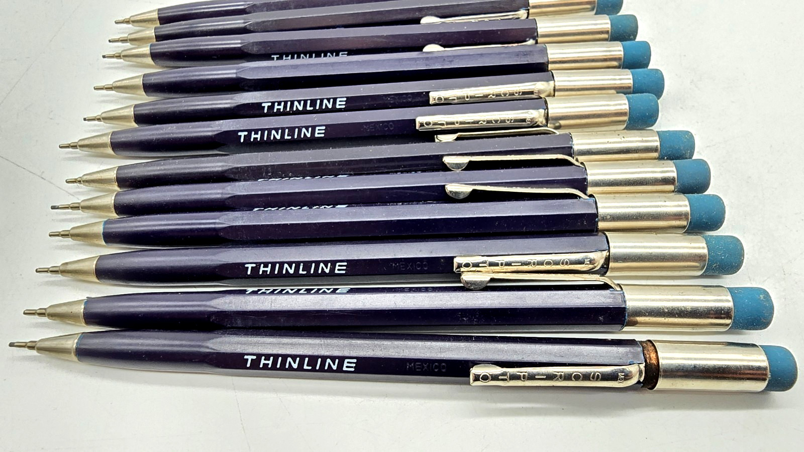 Lot of 12 Scripto Mechanical Pencils Blue P400 Thin Lead Thinline NEW NOS