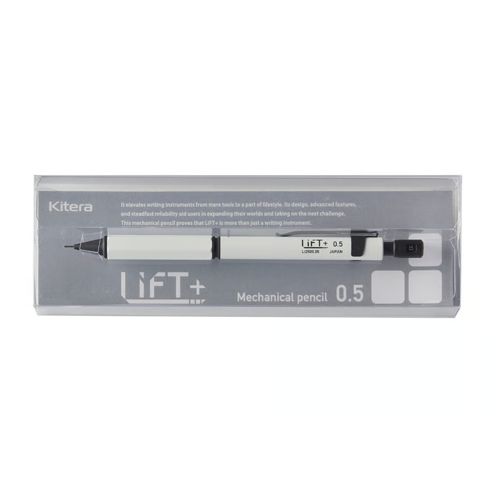 Kitera Life+ 0.5mm Mechanical Pencil White Made in Japan
