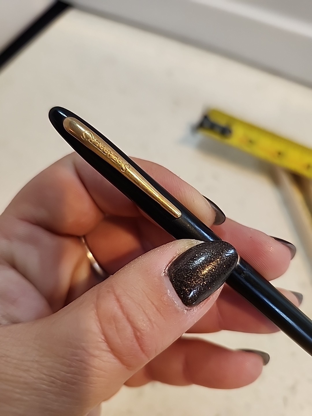 Vintage Sheaffer Mechanical Pencil Black With Gold Trim