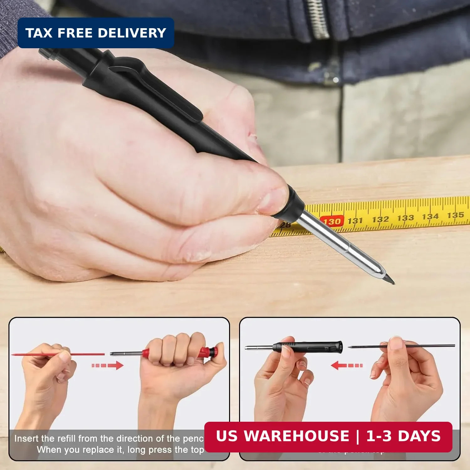2 Pack Carpenter Pencils Mechanical Pencils with 12 Refills, Construction Pencil