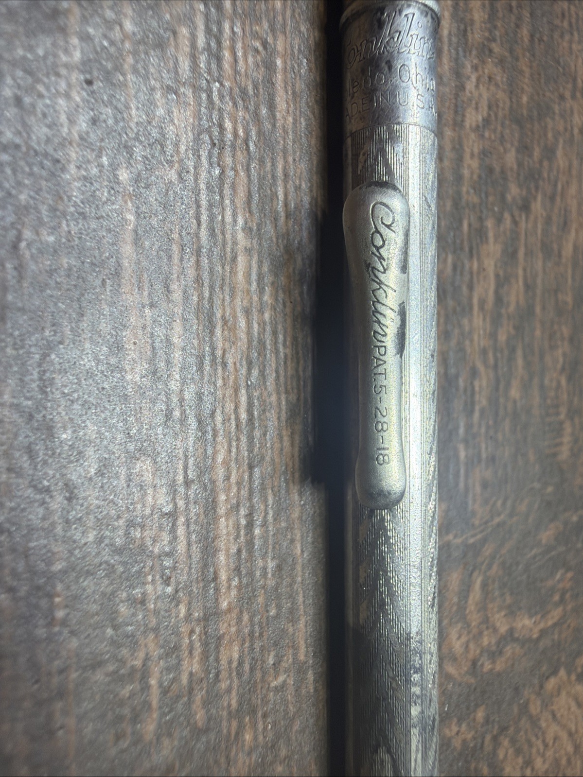 Vintage Conklin Pat metal Mechanical Pencil Chevron Pattern
