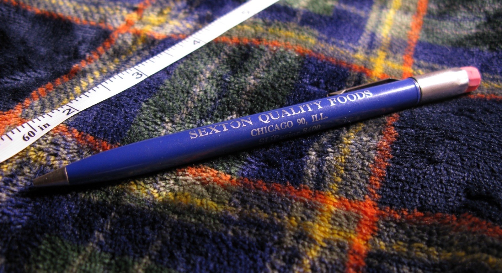 Vintage Advertising Mechanical Pencil Blue 1.18mm Working Eraser and Lead