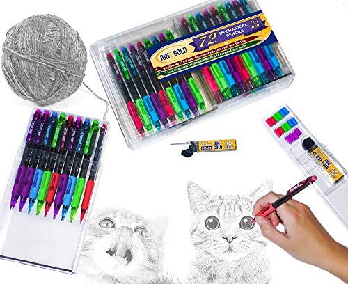 72 Mechanical Pencils HB #2 Lead, 2 Lead Dispensers/w Black Graphite 0.7 mm