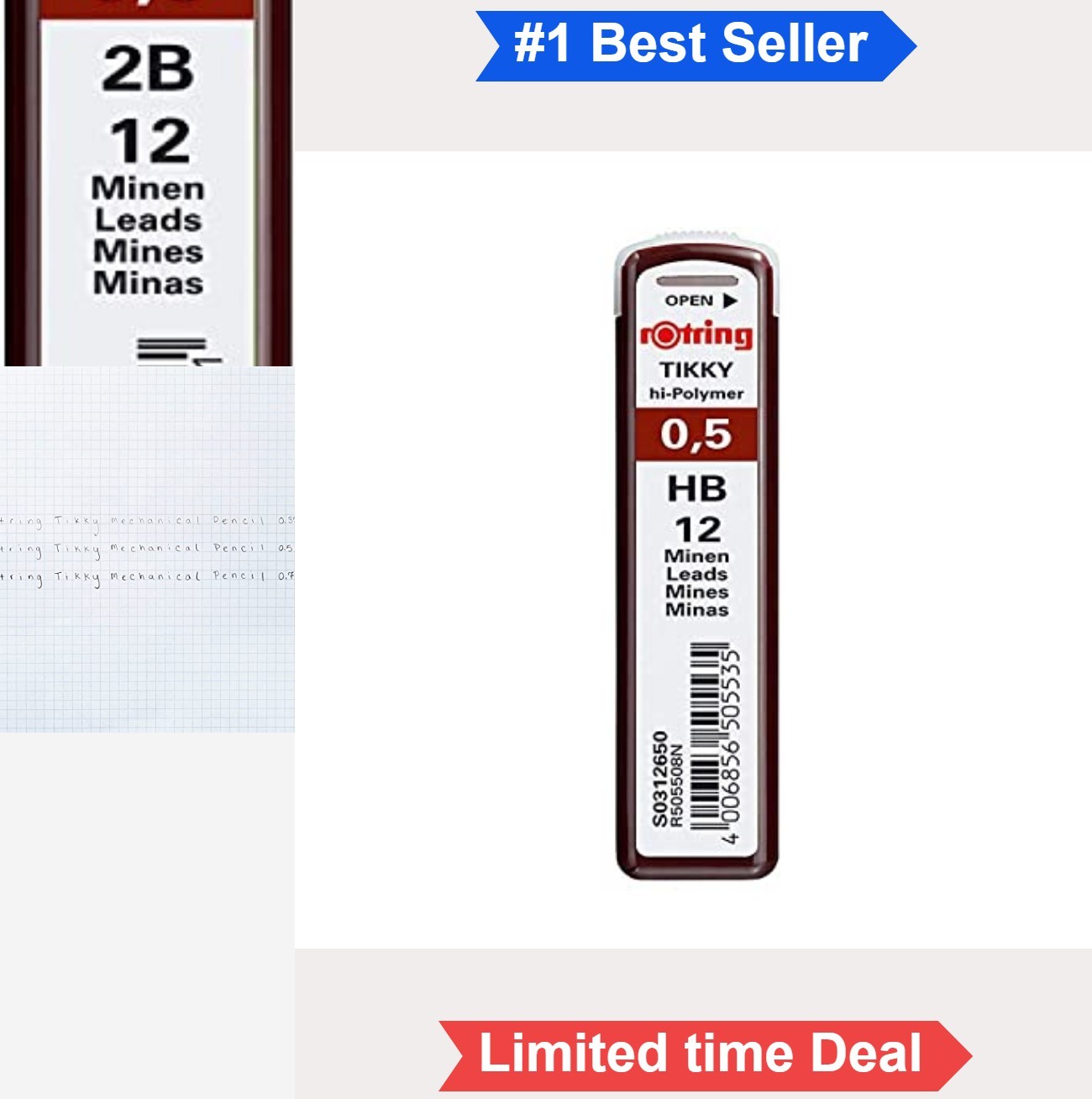 Mechanical Pencil Lead Refills 0.5mm HB 12 Pieces High Polymer Strong For