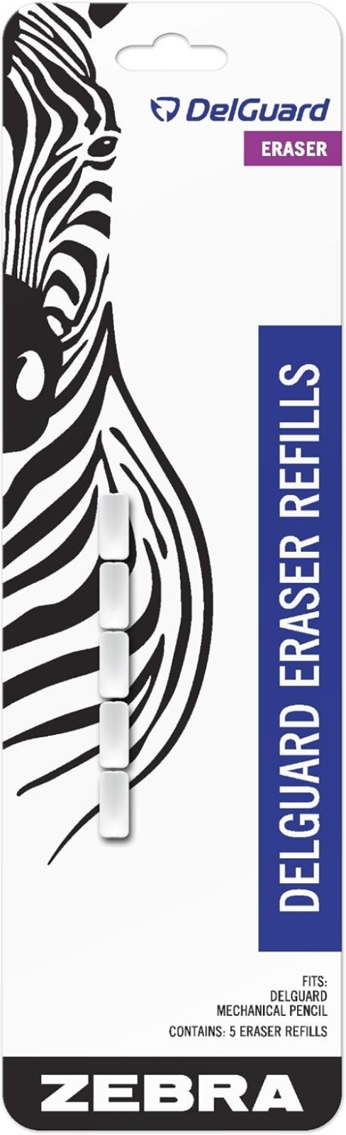 DelGuard Mechanical Pencil Eraser Refills – Durable 5-Pack for Precision Writing