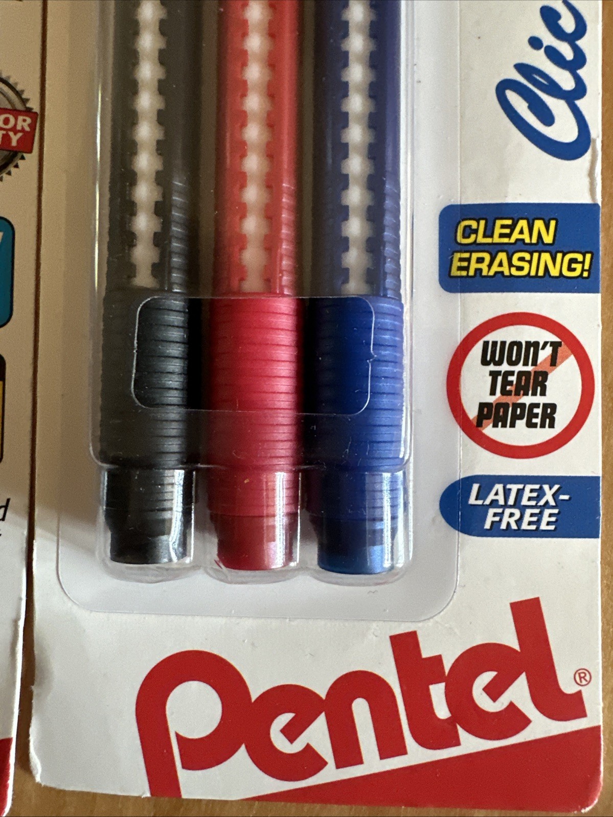 Pentel Twist-Erase III Mechanical Pencil 0.7mm Black Set of 3 w Clic Erasers LOT
