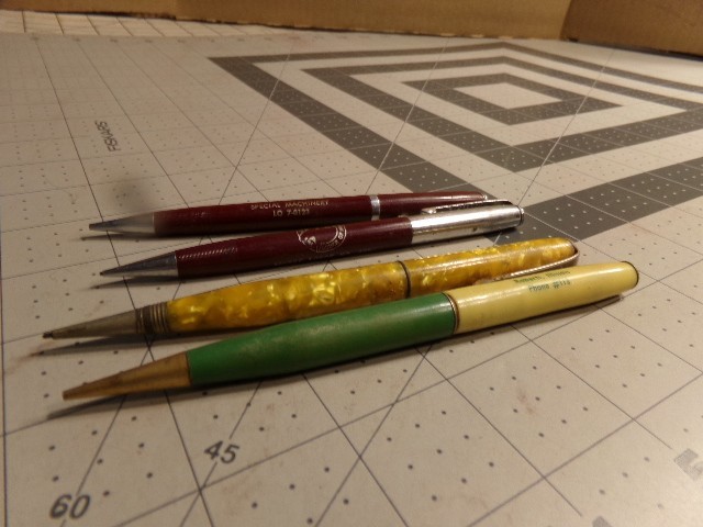 4 Vintage Ritepoint Advertising Mechanical Pencils. Moose Lodge, Hick’s Oil, ++