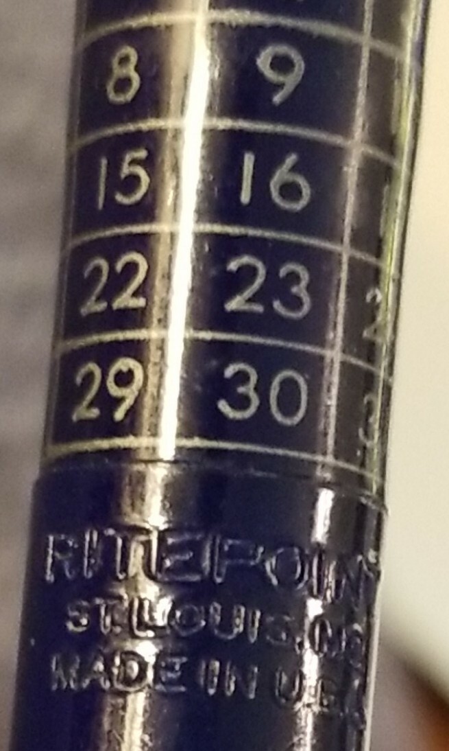 RITEPOINT Perpetual Calendar Mechanical Pencil Good Year Tires Ad Valley Motor