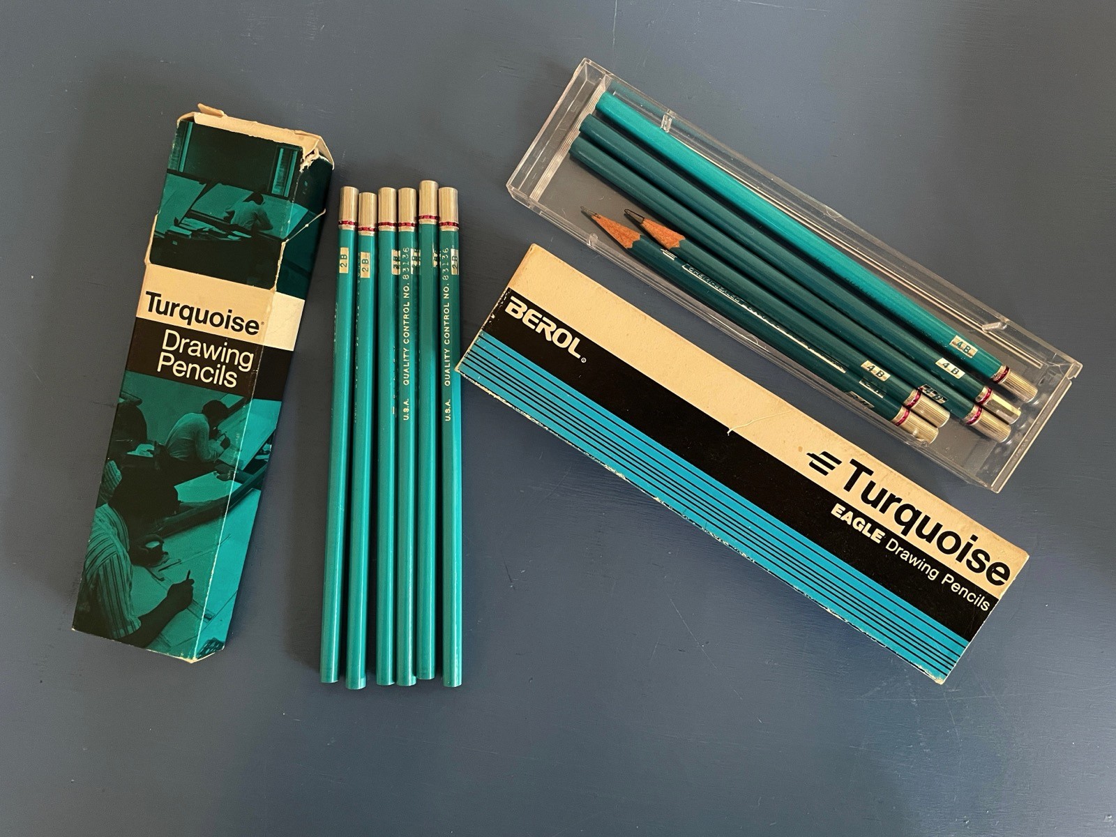 Vintage Berol Mechanical Turquoise Pencils 2B 4B