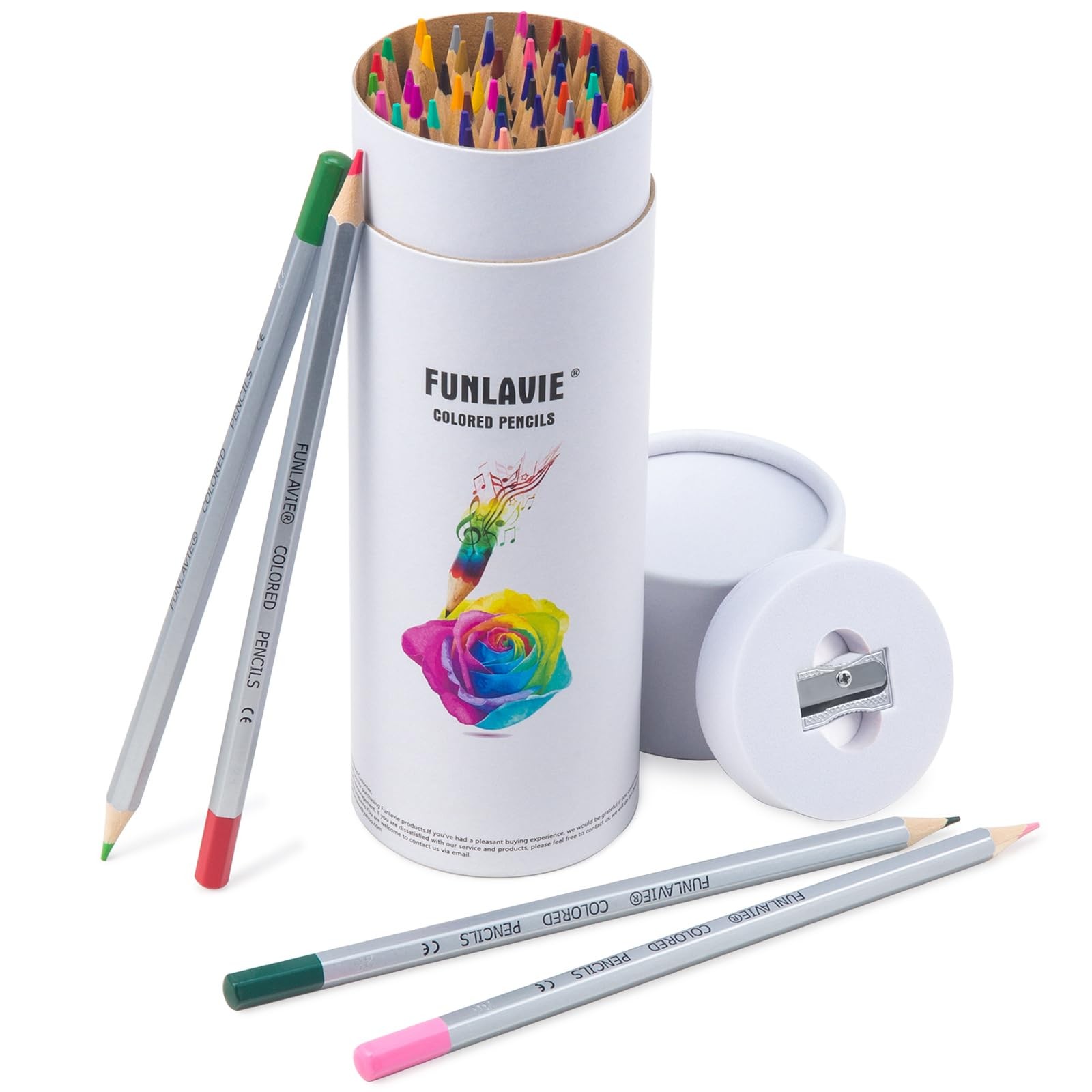FUNLAVIE 48 Colored Pencils for 48 Count (Pack of 1), 48-Color Travel Pack
