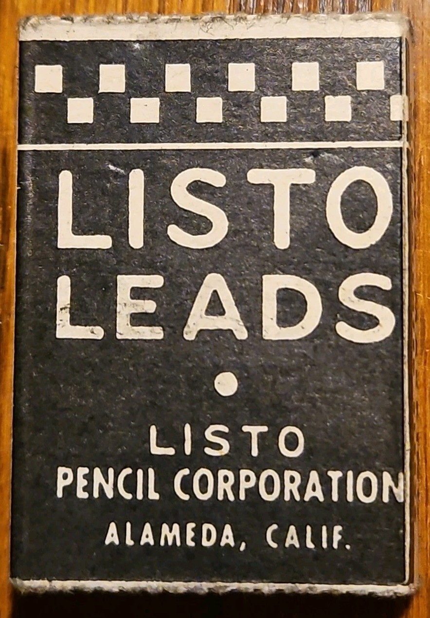 Vintage Listo Leads Black No. 162–Metal Sleeve–Complete Set of 6–Marking Refills