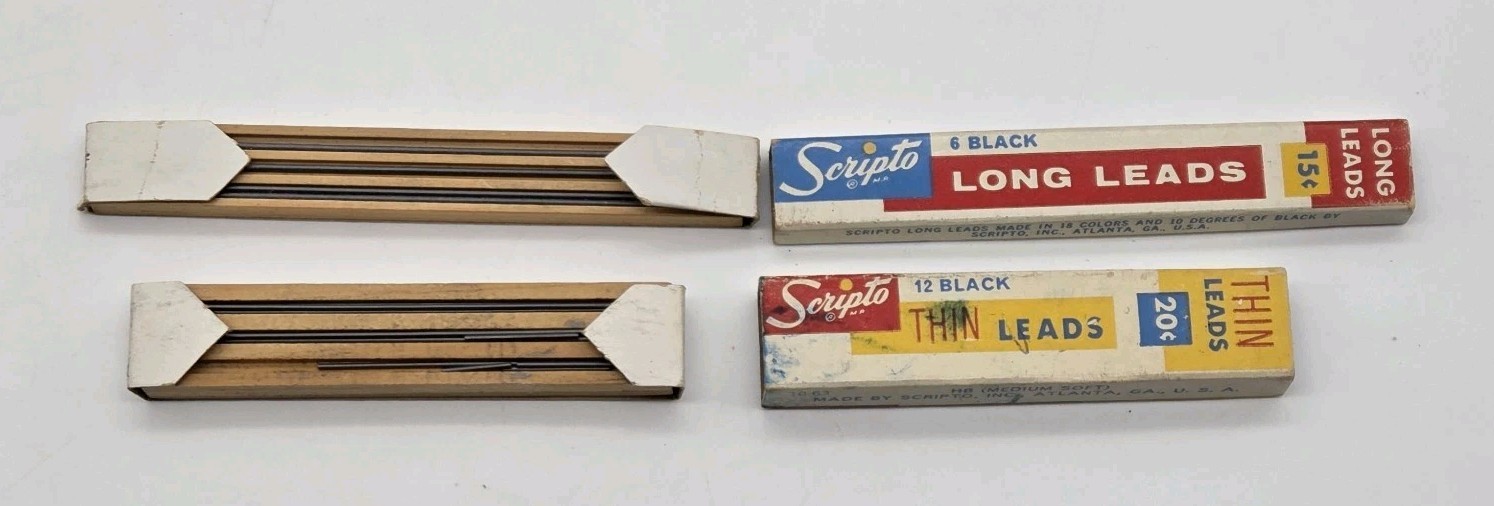 SCRIPTO Mechanical Pencil Long Leads & Thin Leads Refills USA VTG