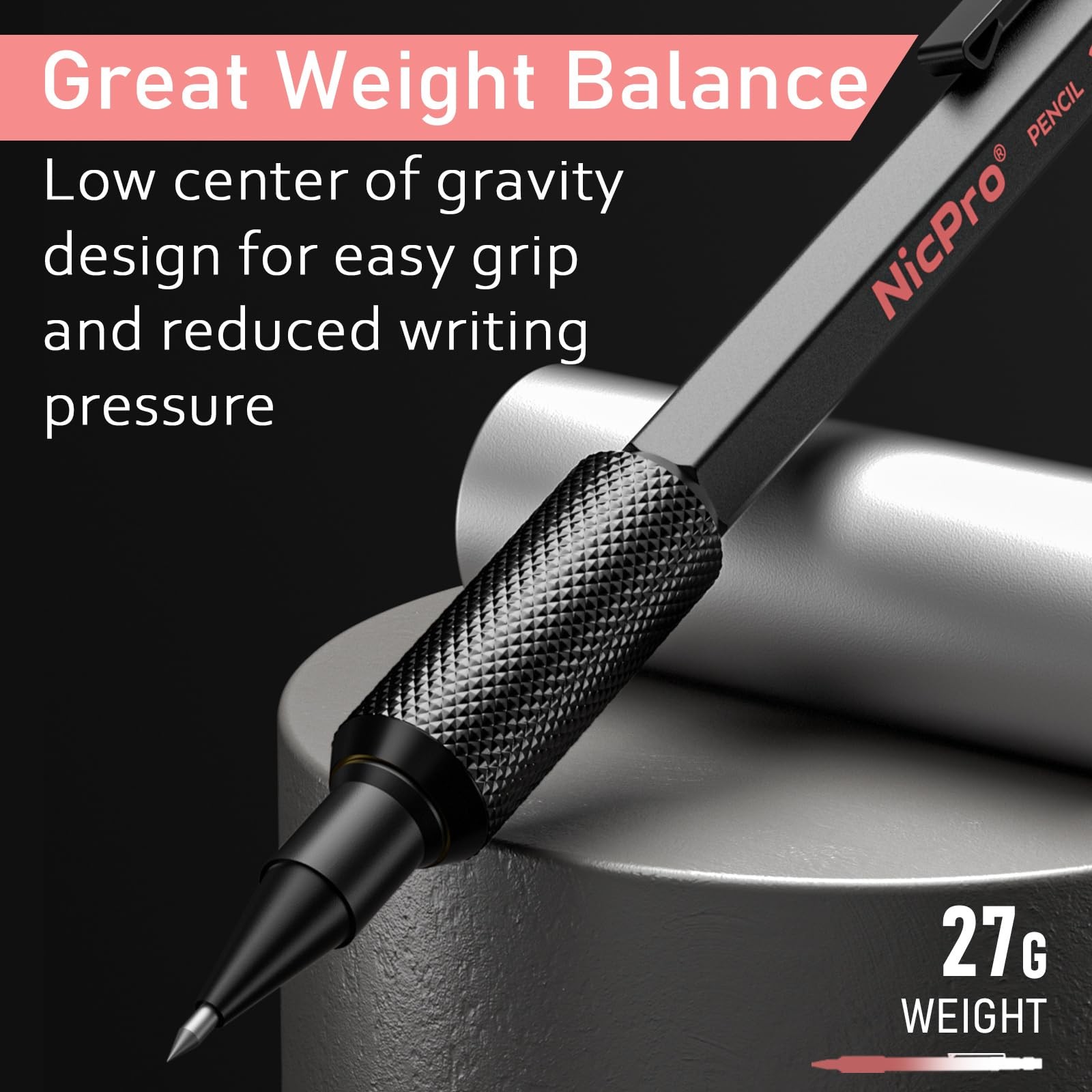Nicpro Metal Mechanical Pencil Set, 3PCS Art Drafting 6 Pack, Black