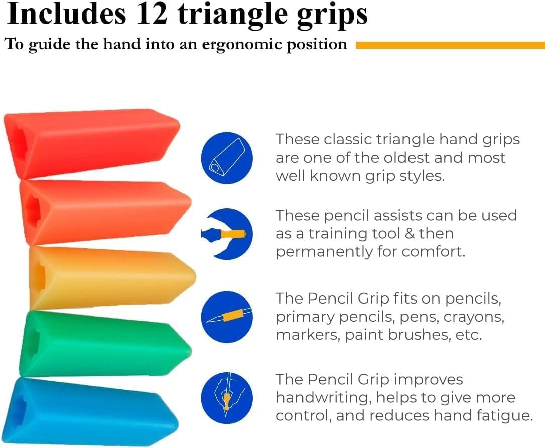 Ergonomic Triangle Pencil Grips, 200 Count