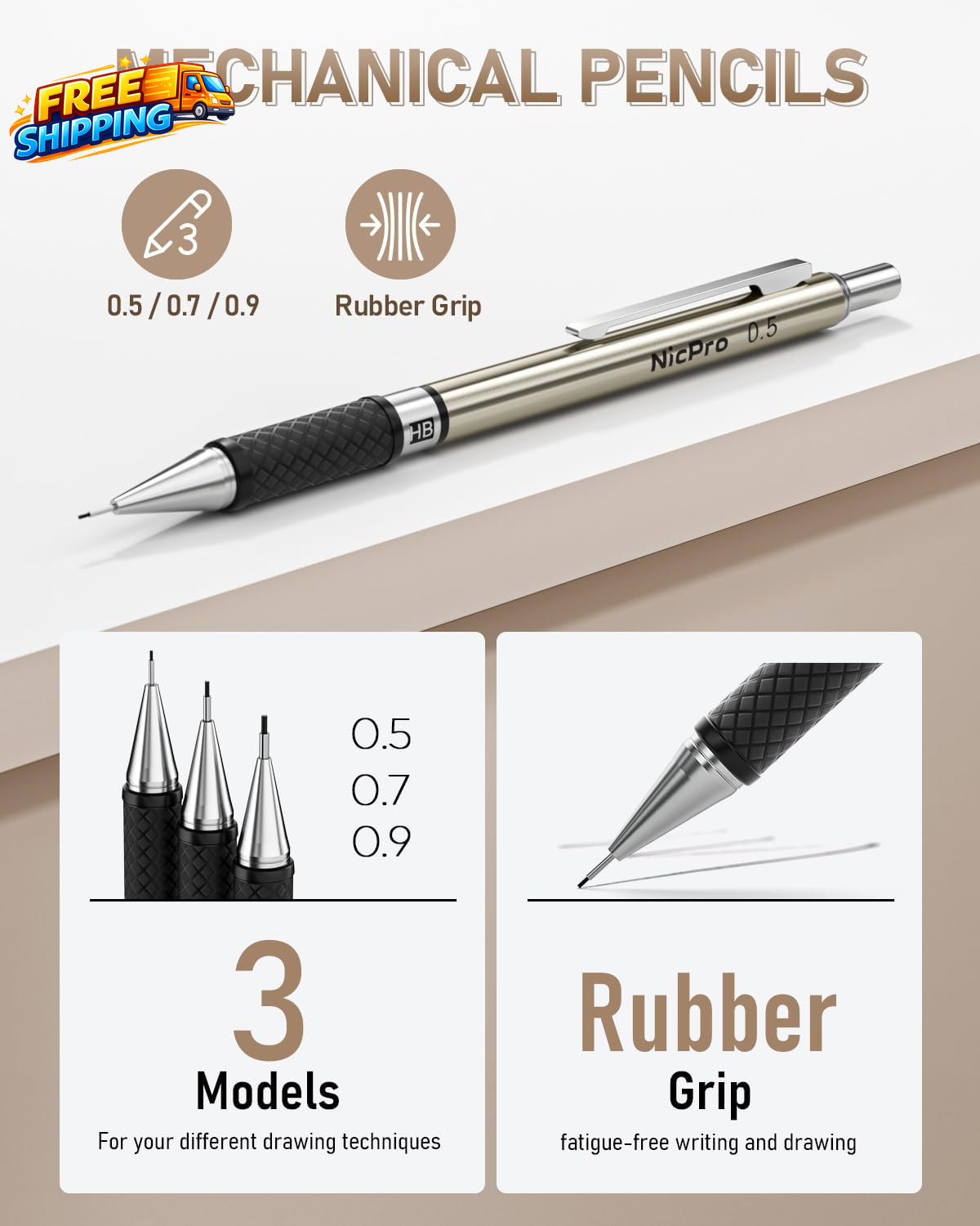 35PCS Art Mechanical Pencil Set 3 PCS Metal Drafting Pencil 0.5 Mm & 0.7 Mm