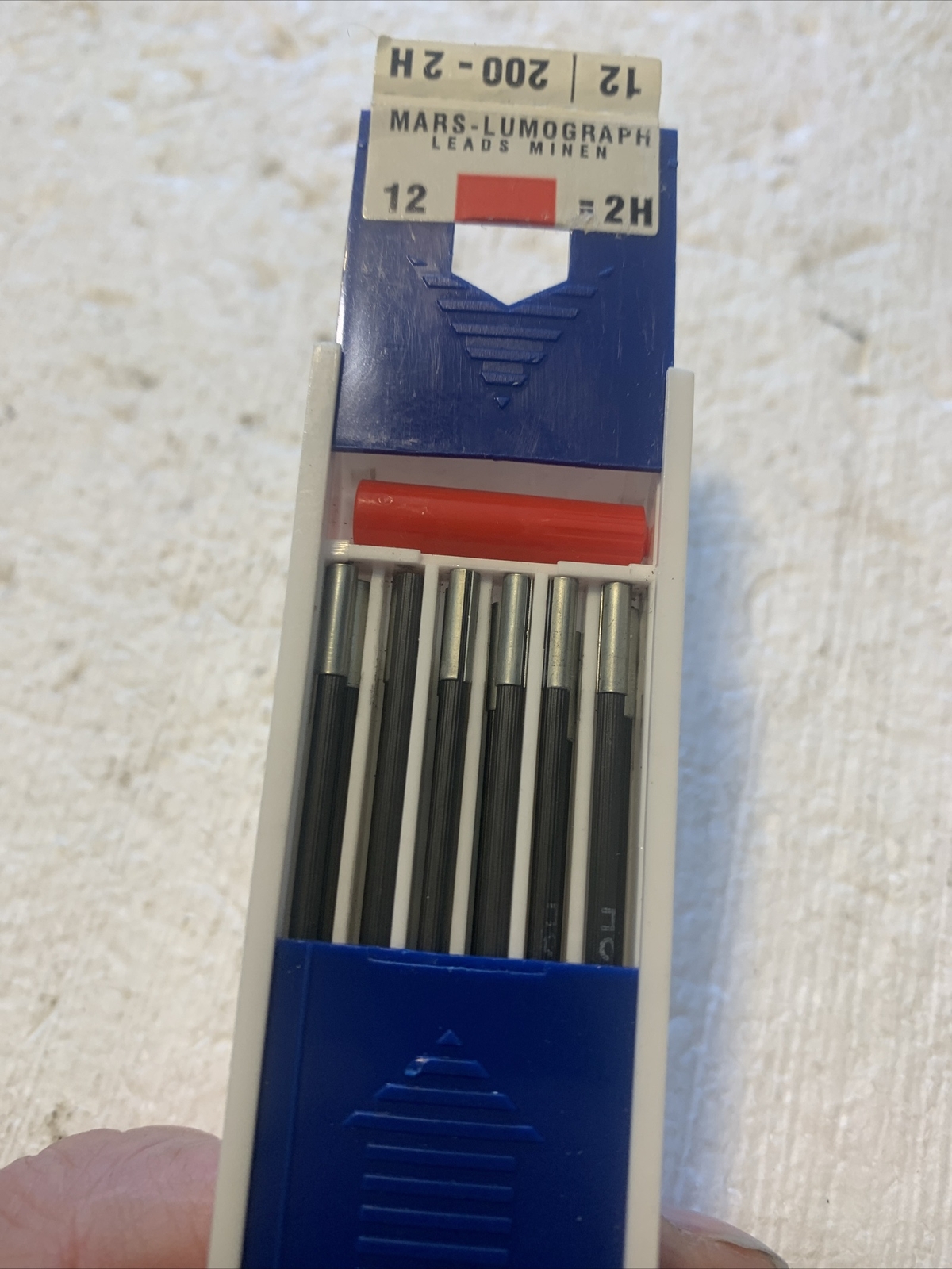 Vtg Staedtler Mars Lumograph #200 2H Drawing Pencil Leads Minen of Box Of 12