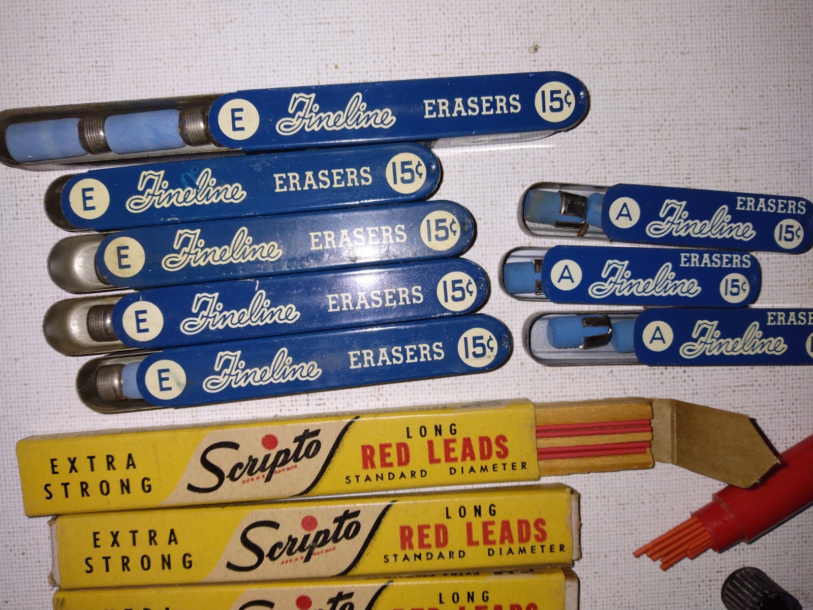 VINTAGE MECHANICAL PENCIL ERASERS RED LEADS CHINA MARKING LEADS SHEAFFER SCRIPTO