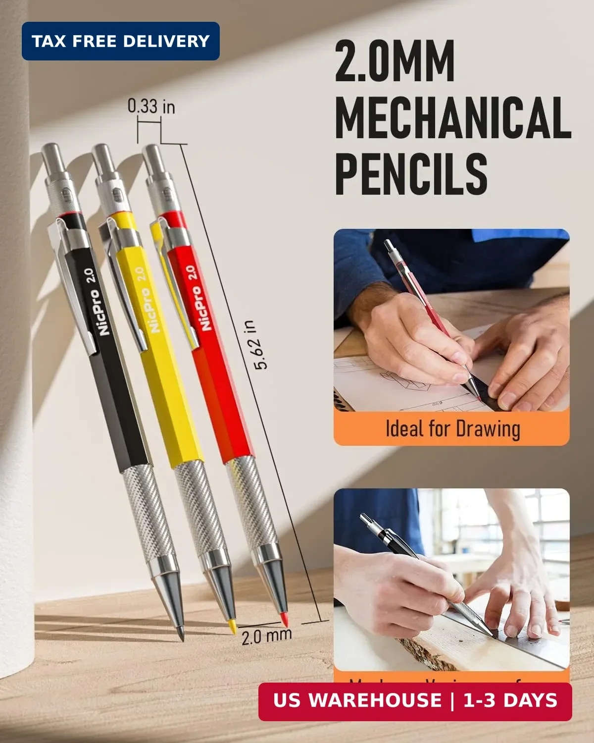Nicpro 16 Pack Mechanical Carpenter Pencil Set with 42 Refill & Carbide Scribe T