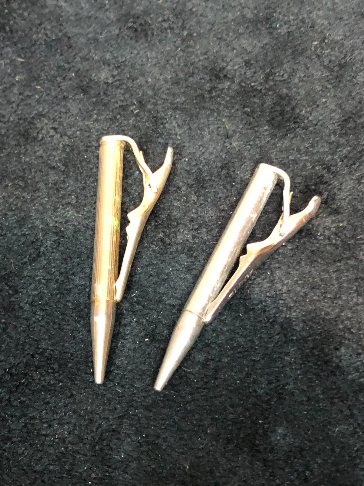 Pair of Vintage Swank Pocket Clip Mechanical Pencils, Gold & Silver Toned, 2″