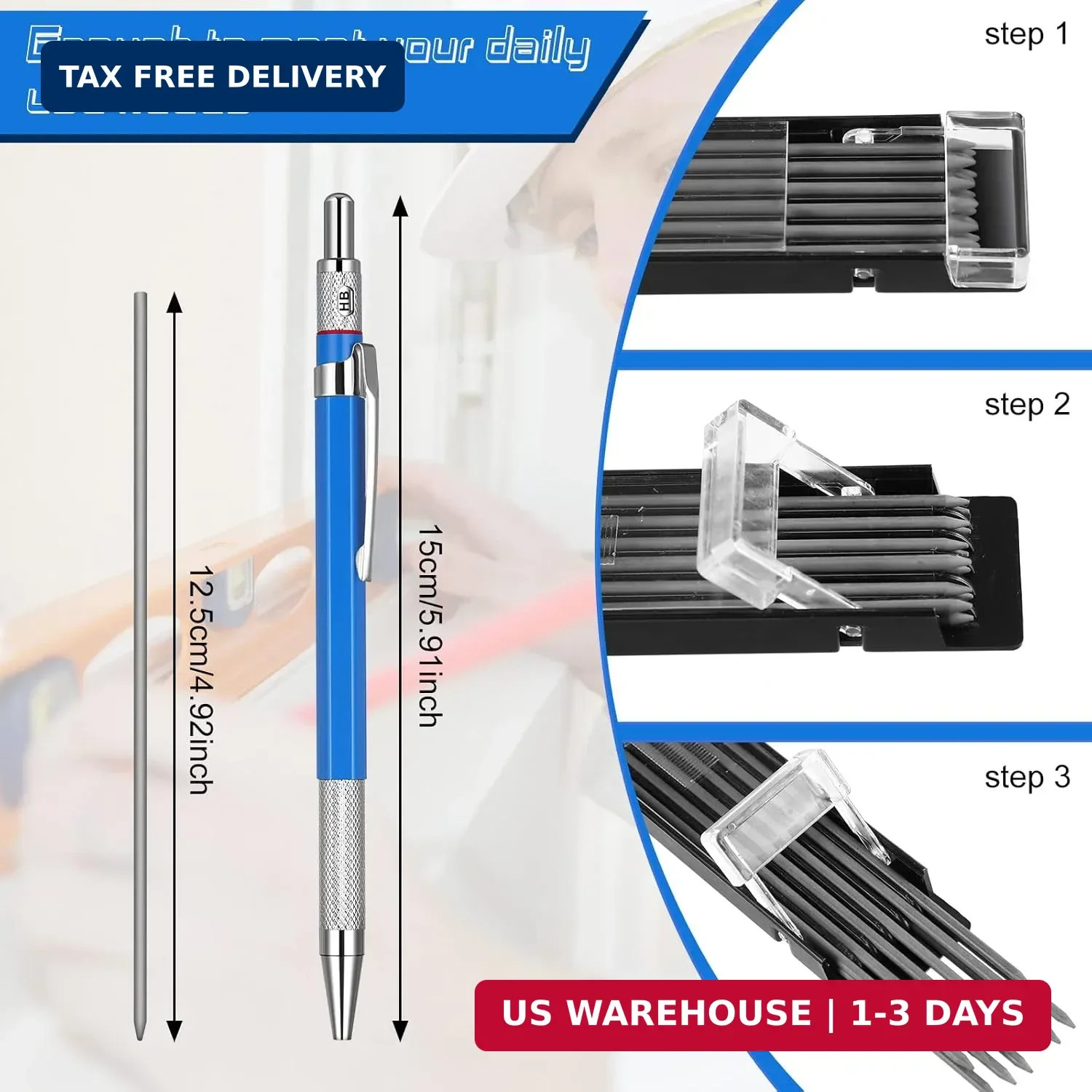 Nezyo 4 Pieces Welder Pencil with 60 Pieces Round Refills Mechanical Pencil Meta