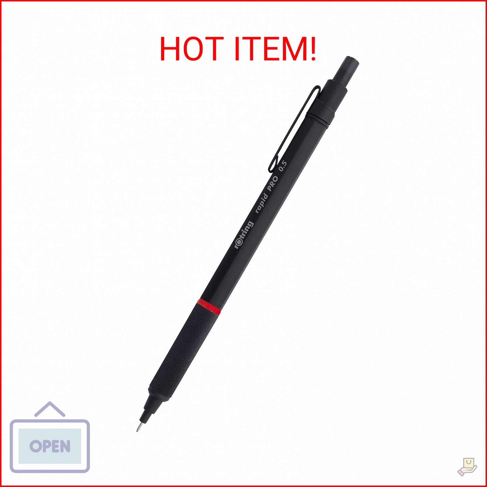 rOtring Rapid Pro Mechanical Pencil, 0.5 mm, Matte Black Finish, Precision Writi