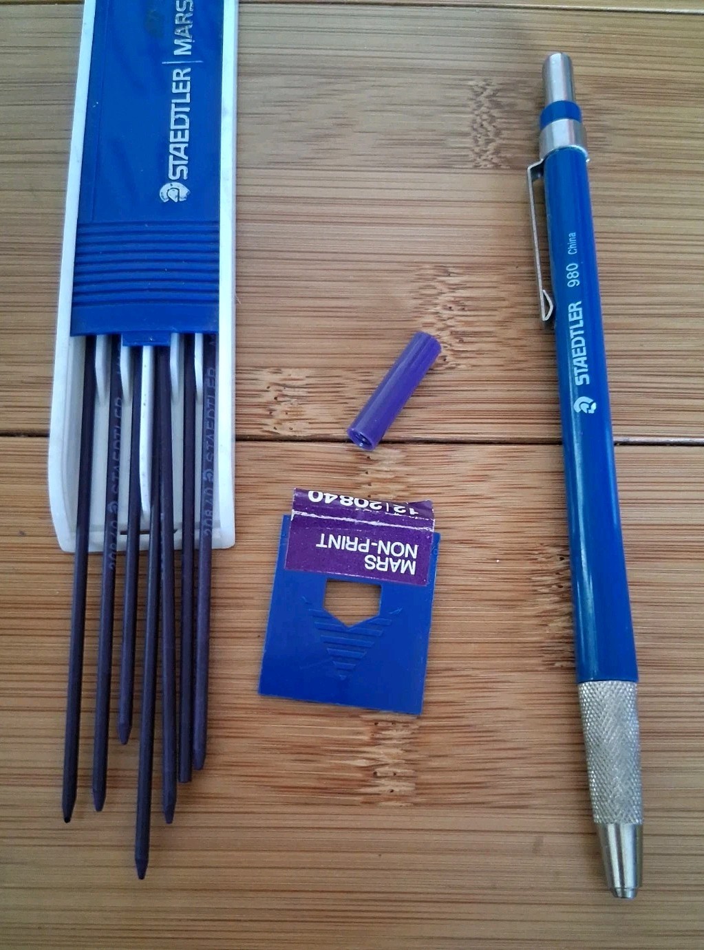 Staedtler Mars 980 Lead Holder 2mm Drafting Pencil + Lead Tube & Case Used