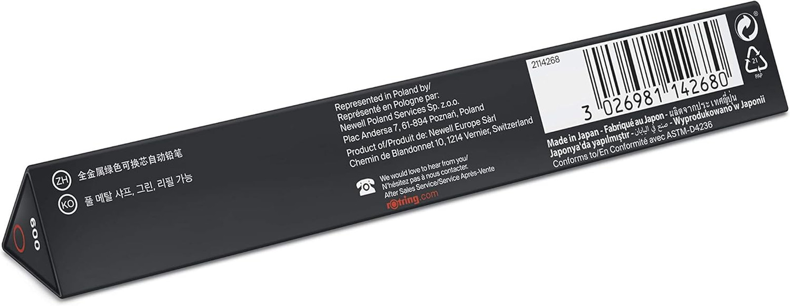 1904444 600 Mechanical Pencil, 0.7 Mm, Silver Barrel